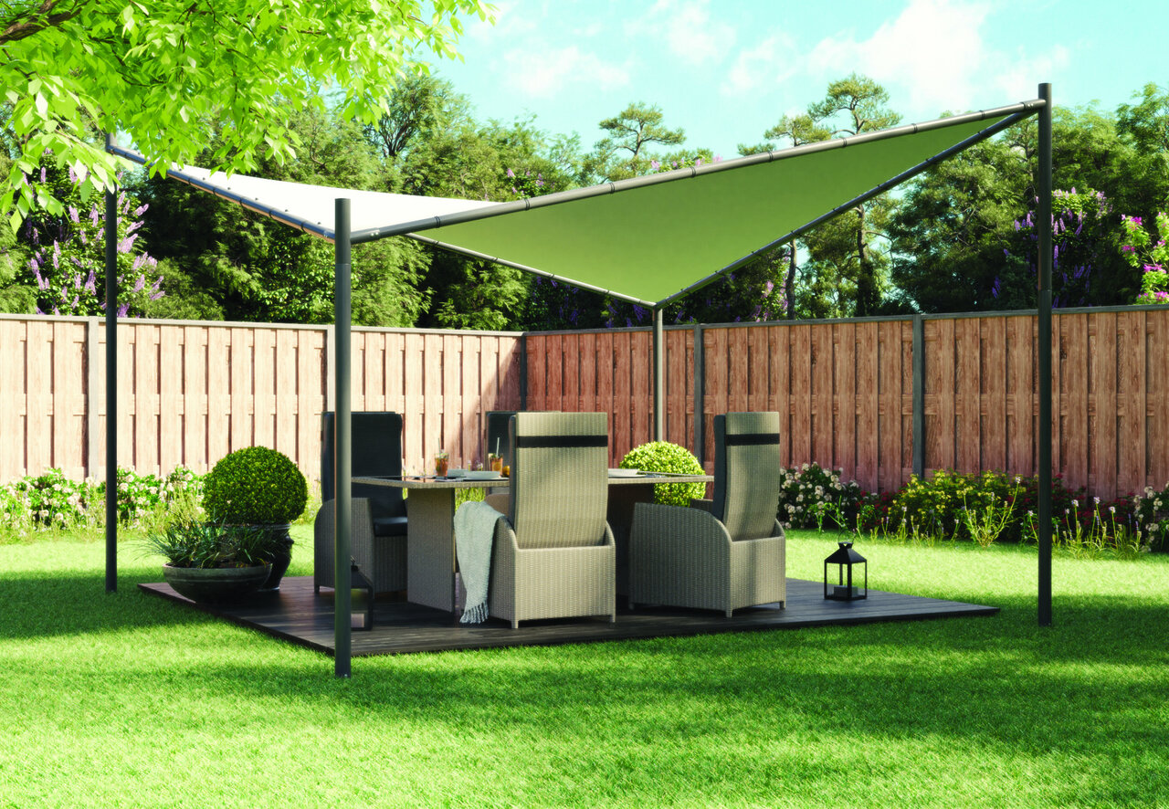 Schmetterlingspavillon / Pavillon Large 300 x 300 cm mit sandfarbenem Stoff