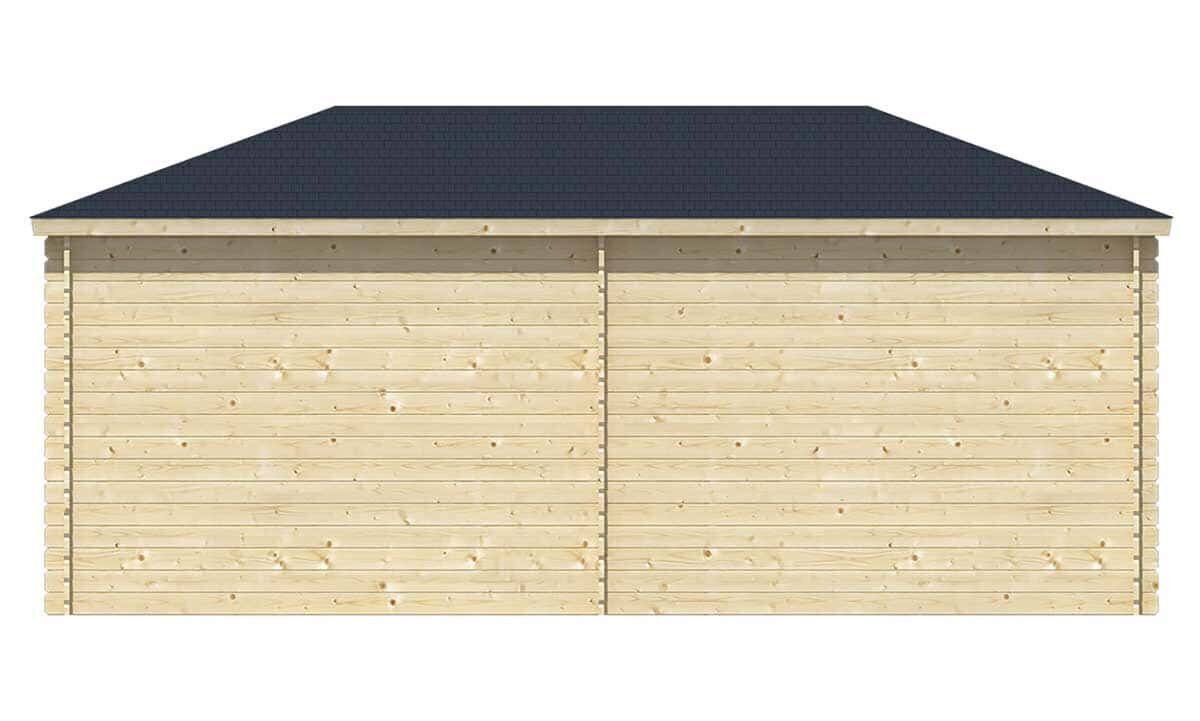 Blockhaus Markku mit Uberdachung 300 + 275 x 300 cm - Wandstarke 28 mm