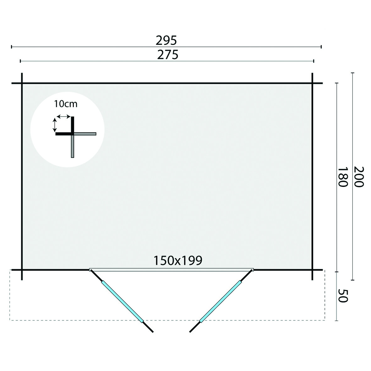 Blokhut Anja 295 x 200 x 255 cm + Luifel 50 cm Wanddikte 28 mm - Luxe Tuinhuis