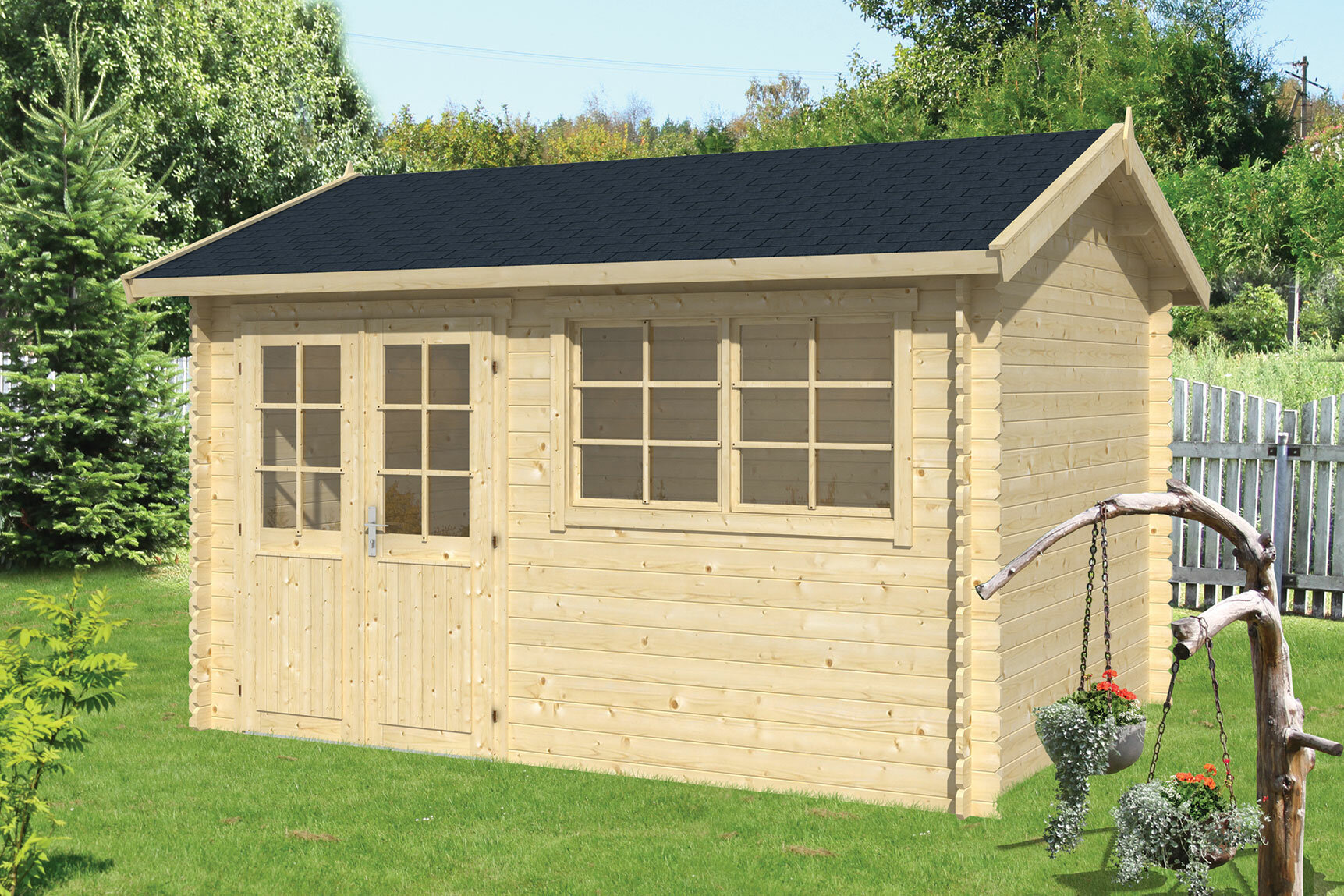 Blokhut Aksel 400 x 300 x 274 cm Wanddikte 28 mm - Luxe Tuinhuis