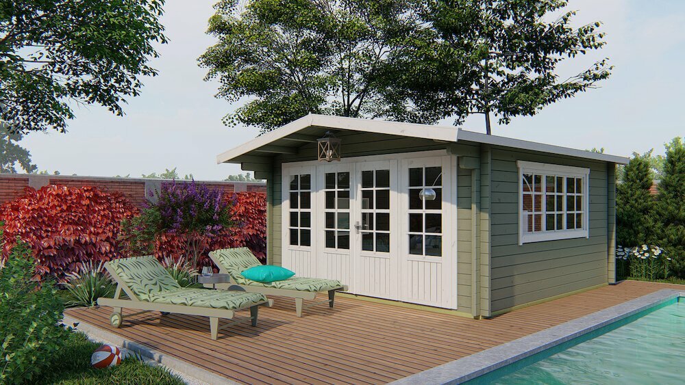 Blockhaus Derby 440 x 530 x 263 cm - Wandstarke 58 mm