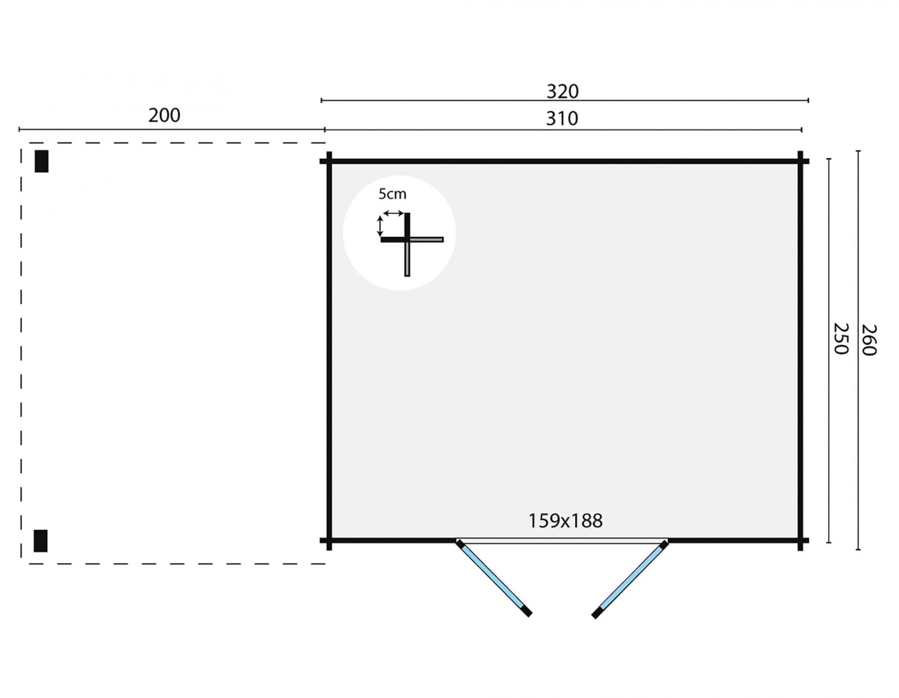 Blokhut Extramodern 520 x 260