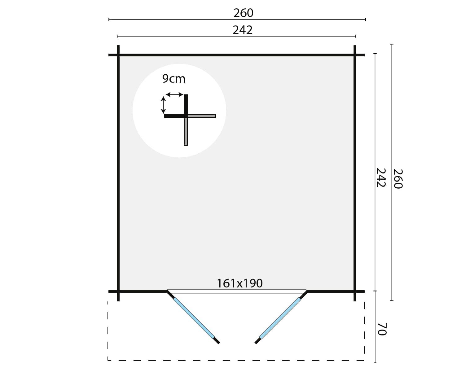 Blokhut Gitte 260 x 260