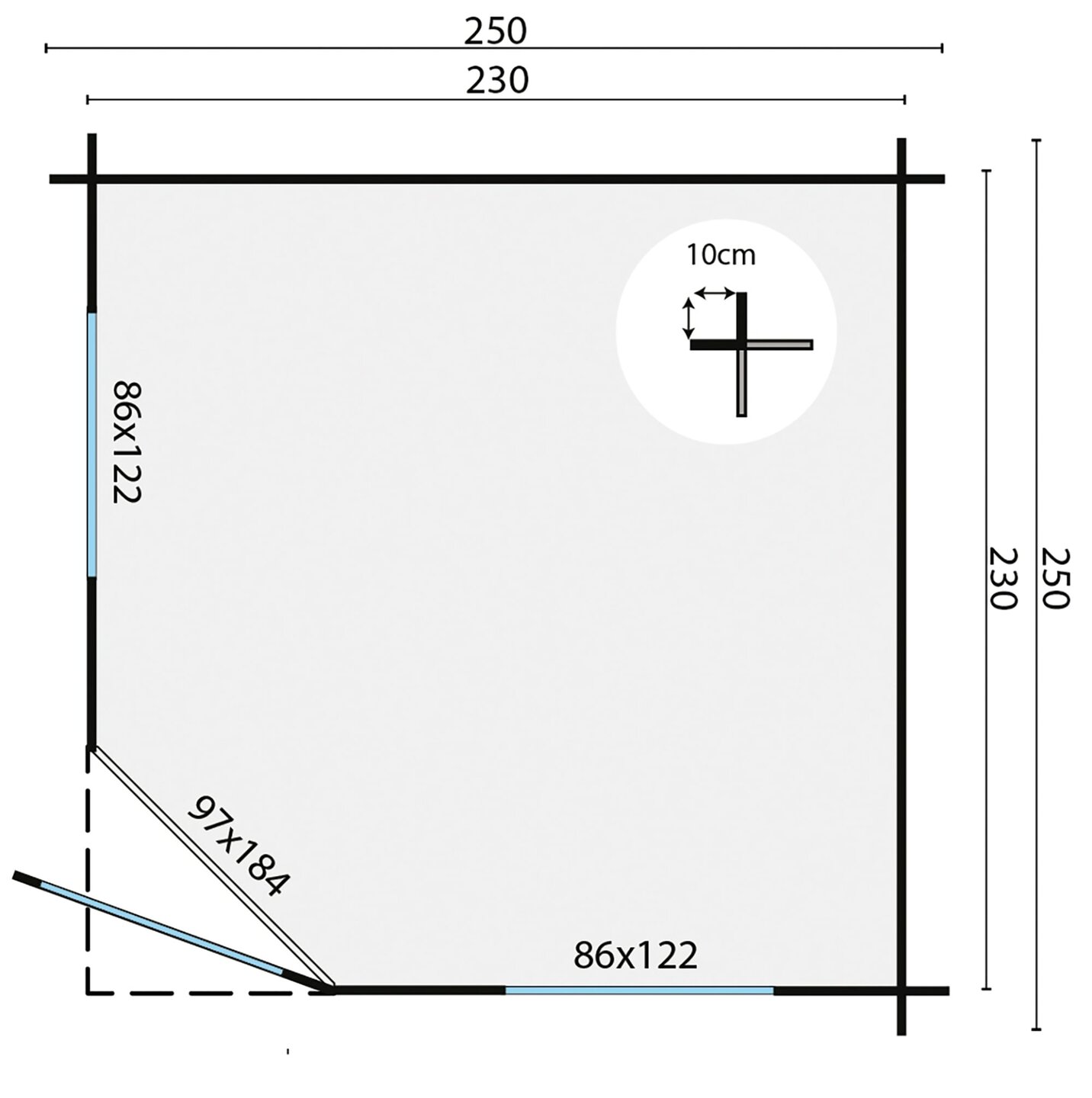 Blokhut Jos 250 x 250 cm