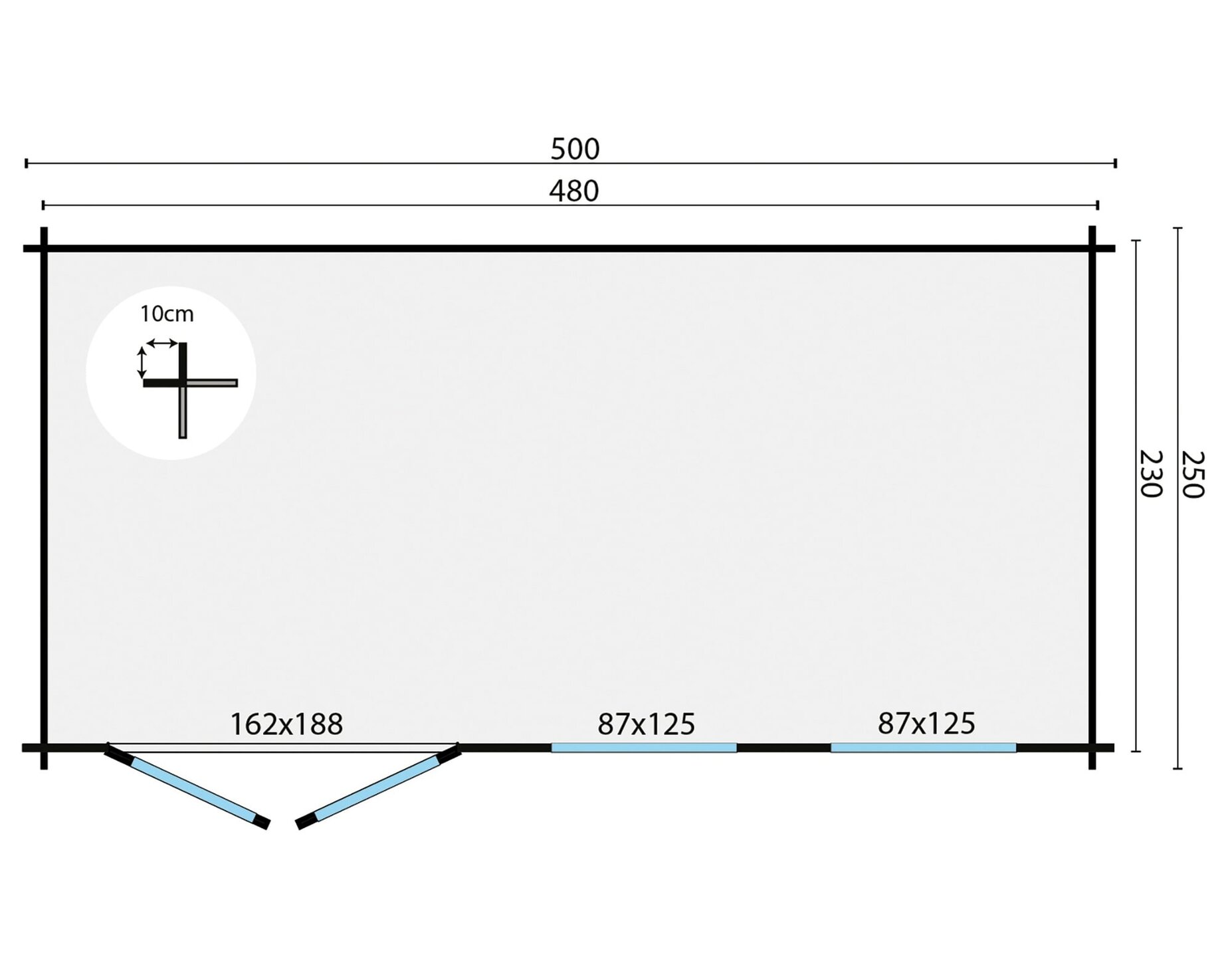 Blokhut Justine 500 x 250 