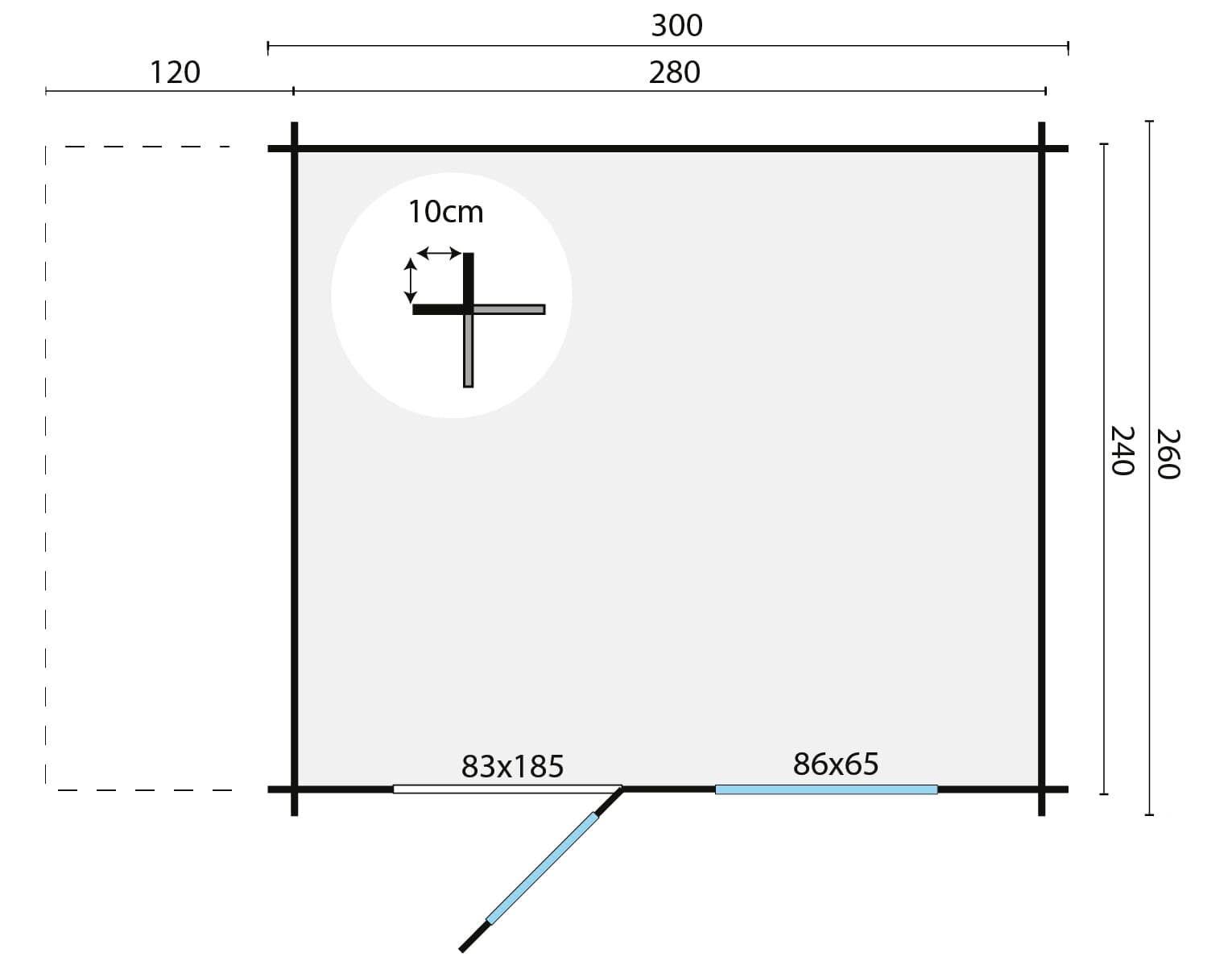 Blokhut Lars 300 x 260