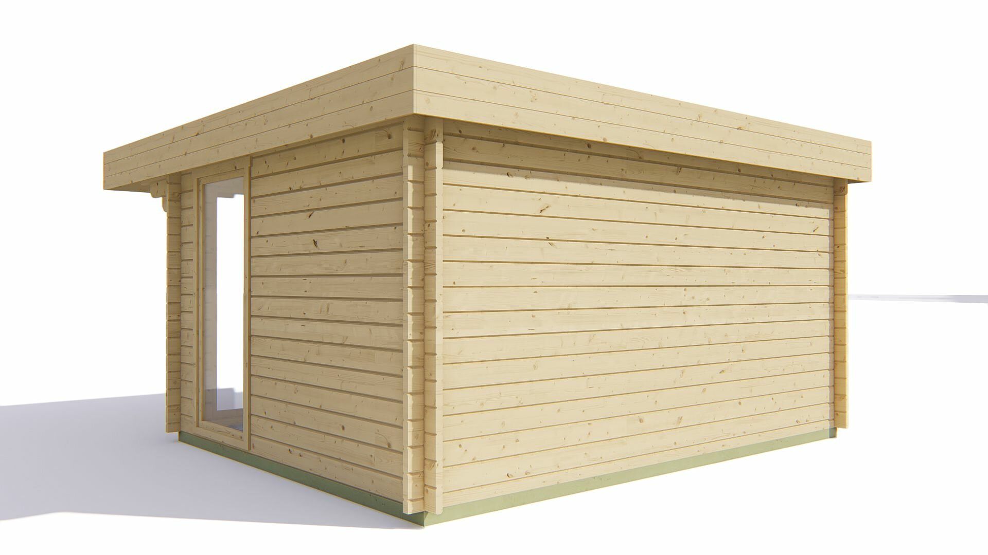 Blockhaus Lory - Gartenzimmer 435 x 350 + 120 x 230 cm - Wandstarke 44 mm 