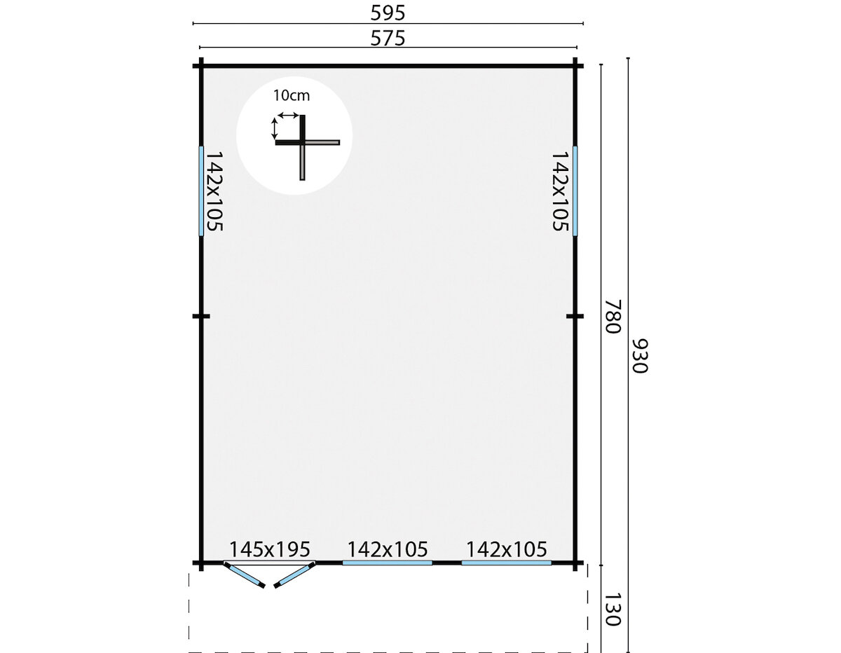 Blokhut Ballyragget 595 x 930 x 277 cm Wanddikte 70 mm