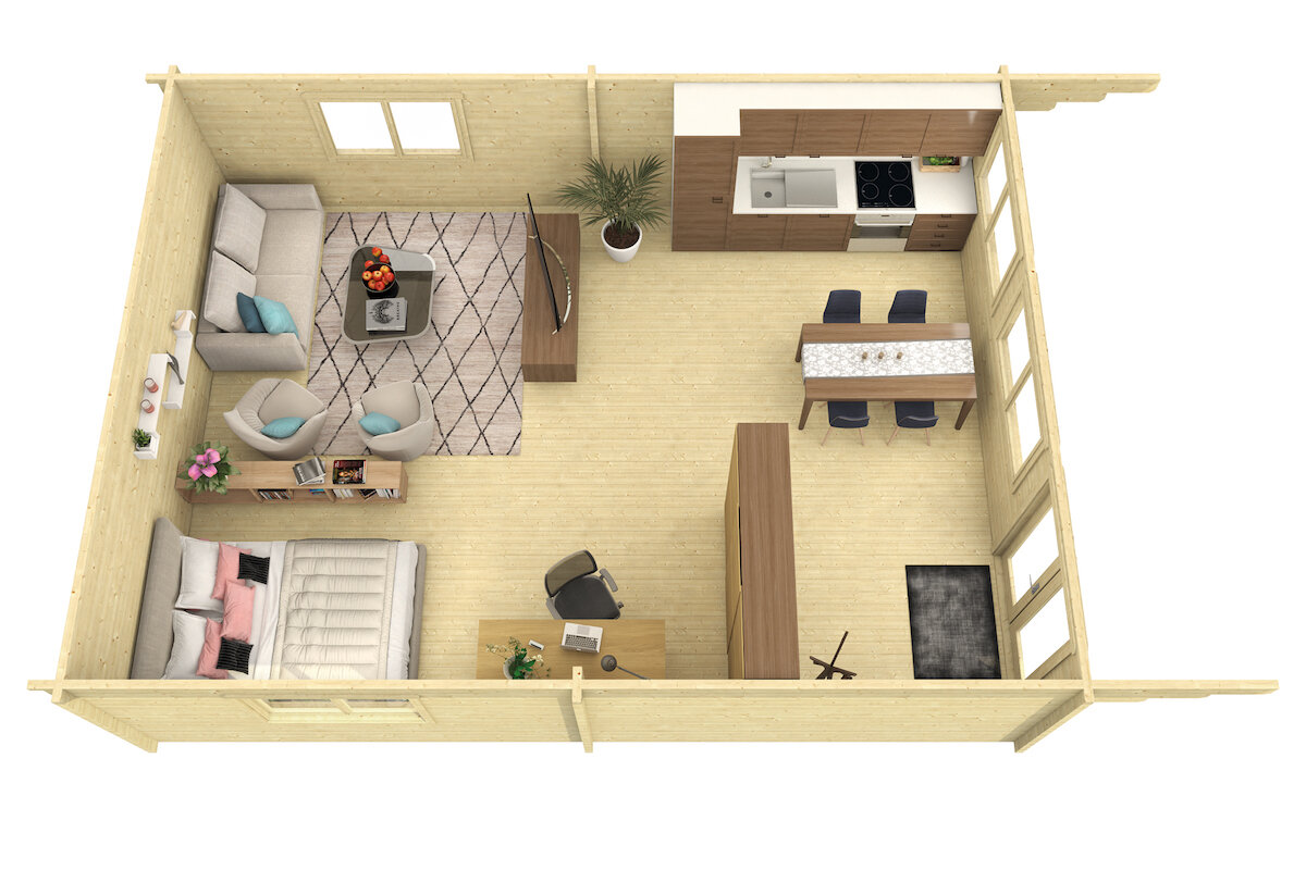 Blokhut Ballyragget 595 x 930 x 277 cm Wanddikte 70 mm