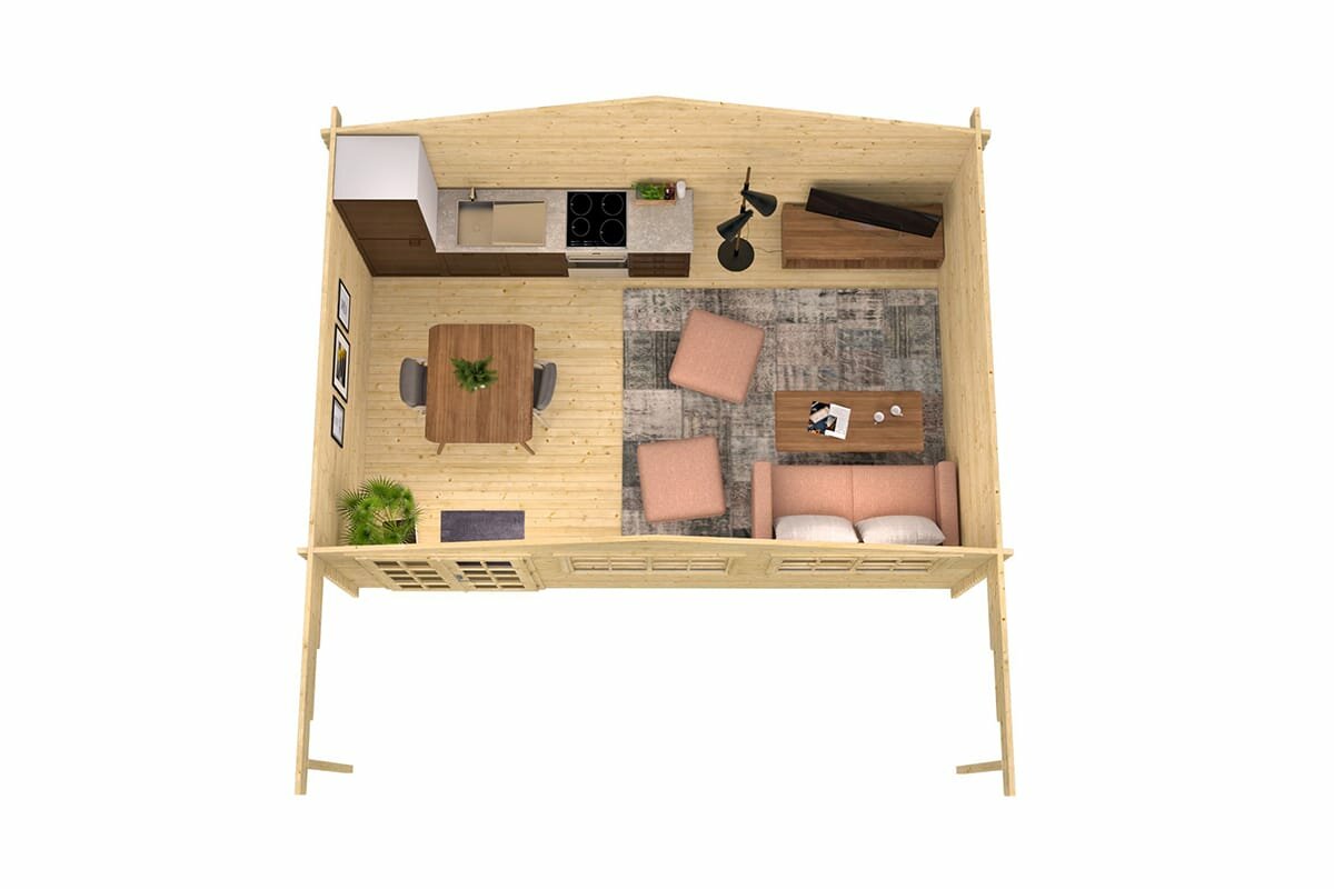 Blockhaus Ginella 595x400 cm + luifel 200 cm