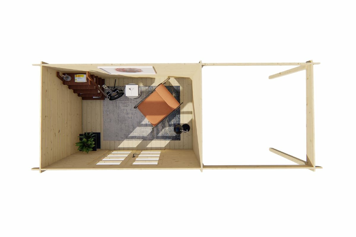 Gartenhaus Mittelmodern mit Uberdachung 300 x 200 x 230 cm | Wandstarke 28 mm