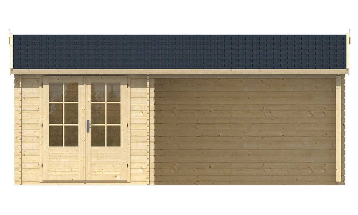  Gartenhaus Ove mit Vordach 590 x 300 x 276 cm - Wandstarke 28 mm