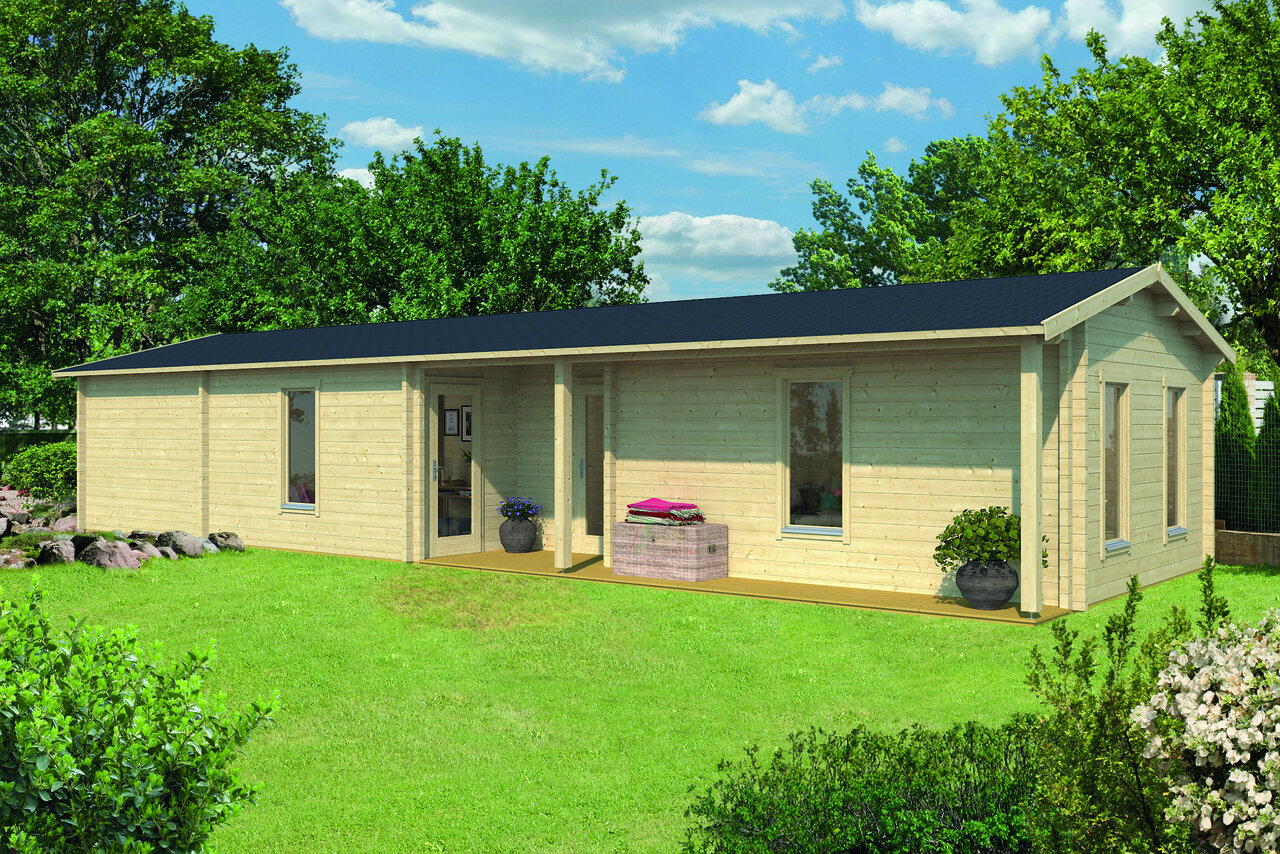 Gartenhaus Slane 1400 x 490 x 287 cm &ndash; Fertighaus aus Holz &ndash; Luxus-Blockhaus