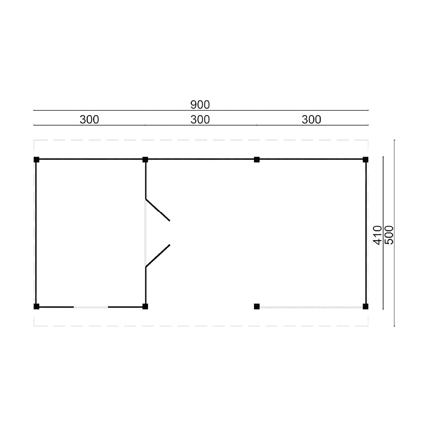 &Uuml;berdachung Nijverdal Douglas 900 x 500 cm &ndash; Schwarze W&auml;nde