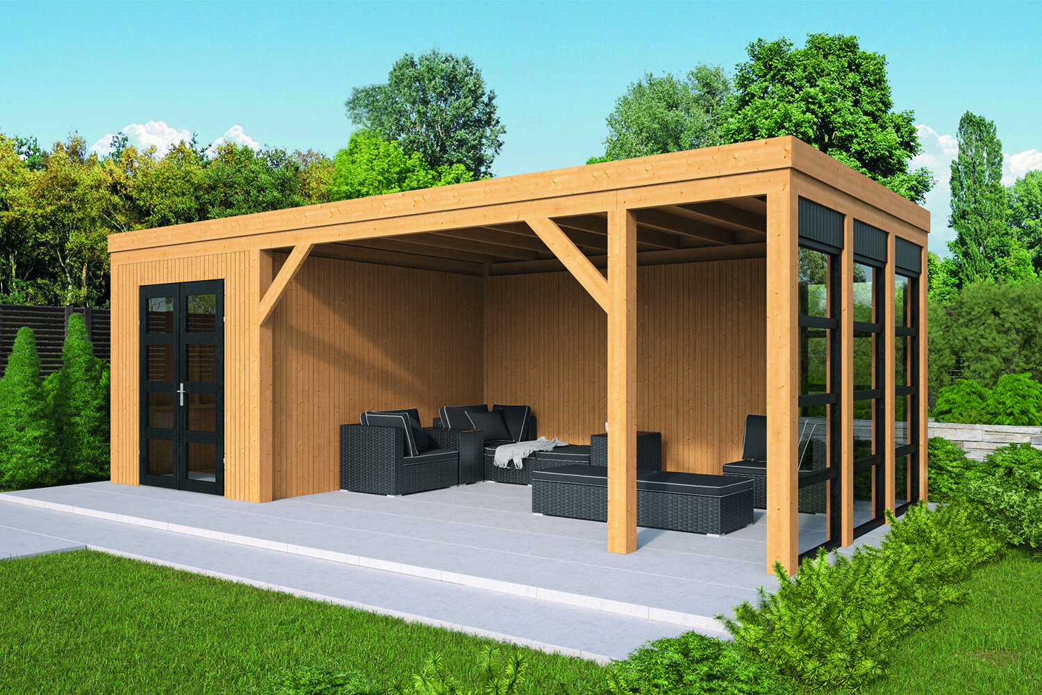 &Uuml;berdachung Vriezenveen Douglas 750 x 355 cm &ndash; Schwarz