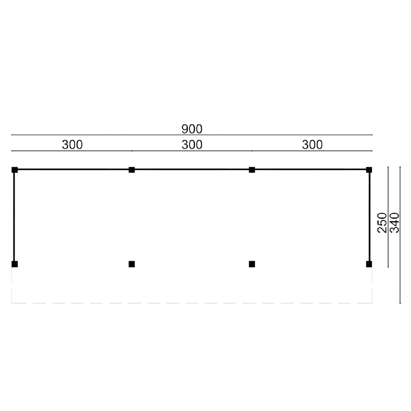 &Uuml;berdachung Boekelo Douglas 900 x 340 cm &ndash; Schwarze W&auml;nde