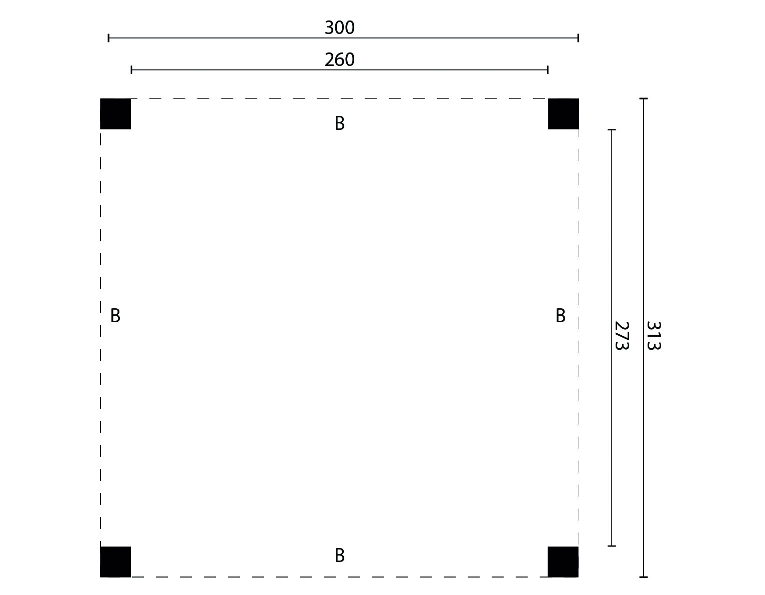 &Uuml;berdachung Renesse Red Class Wood 300 x 313 cm (Bausatz)