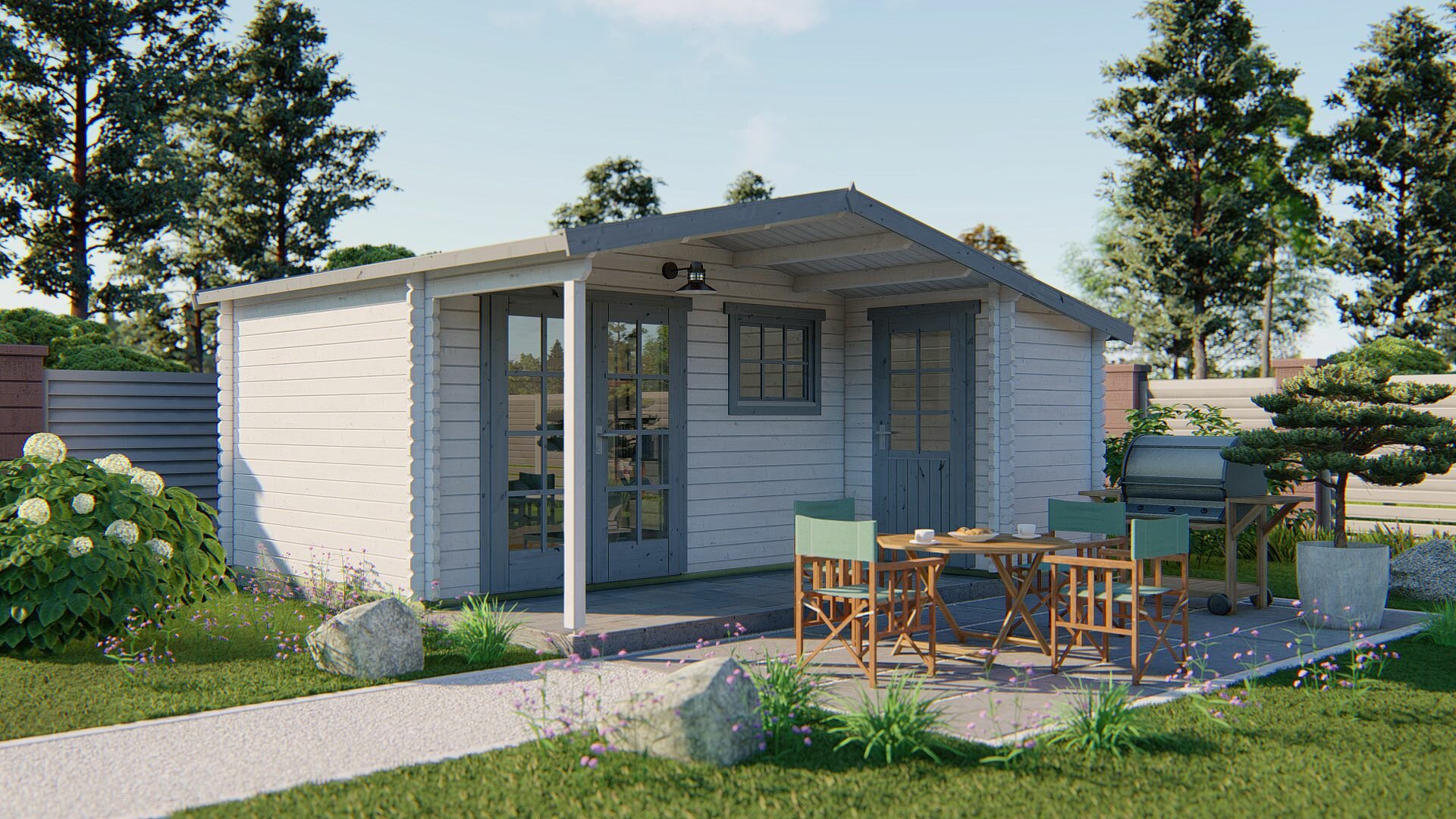 Gartenhaus Wolfgang 530 x 450 cm mit Vordach