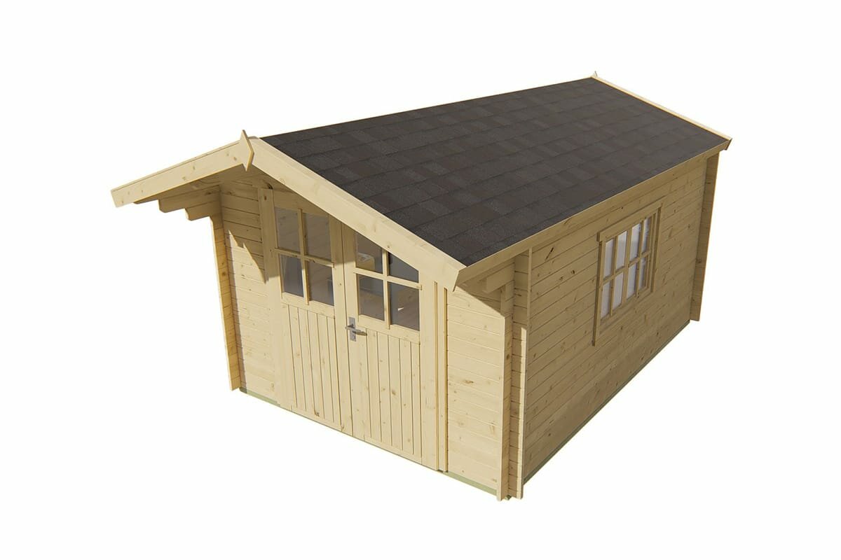 Gartenhaus Pamplona 300 x 400 x 236 cm + Vordach 70 cm