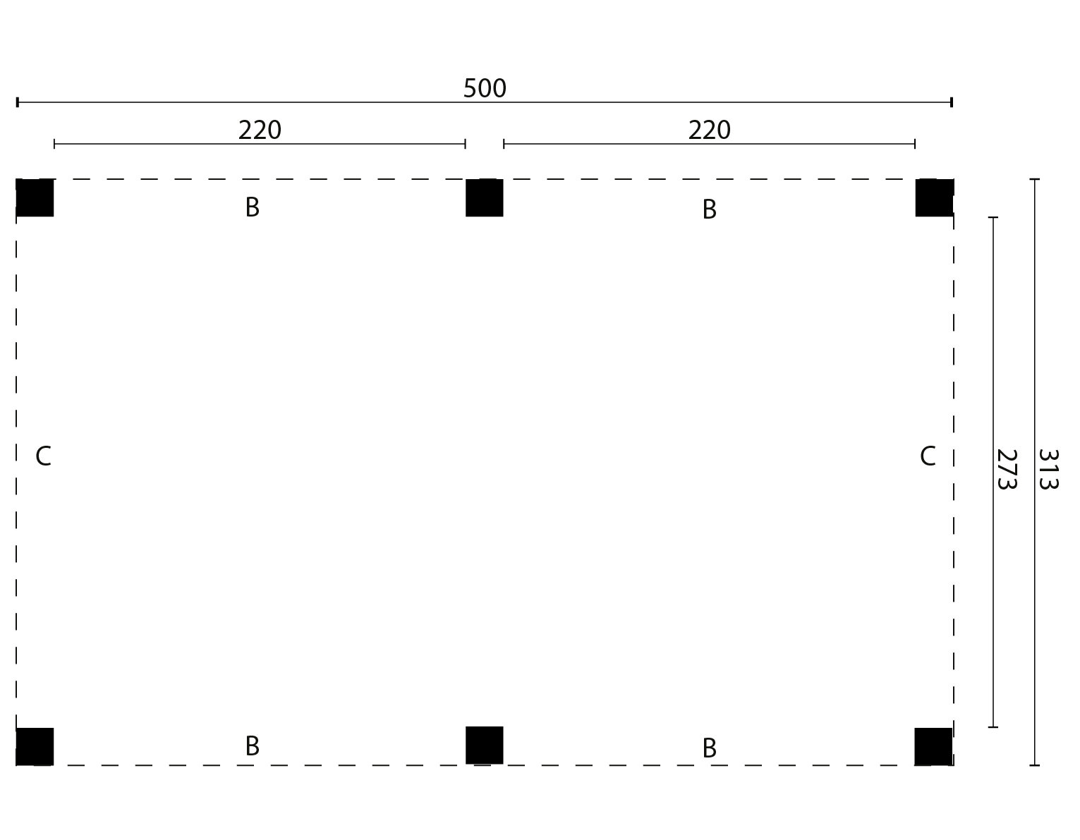 &Uuml;berdachung Renesse Red Class Wood 500 x 313 cm (Bausatz)