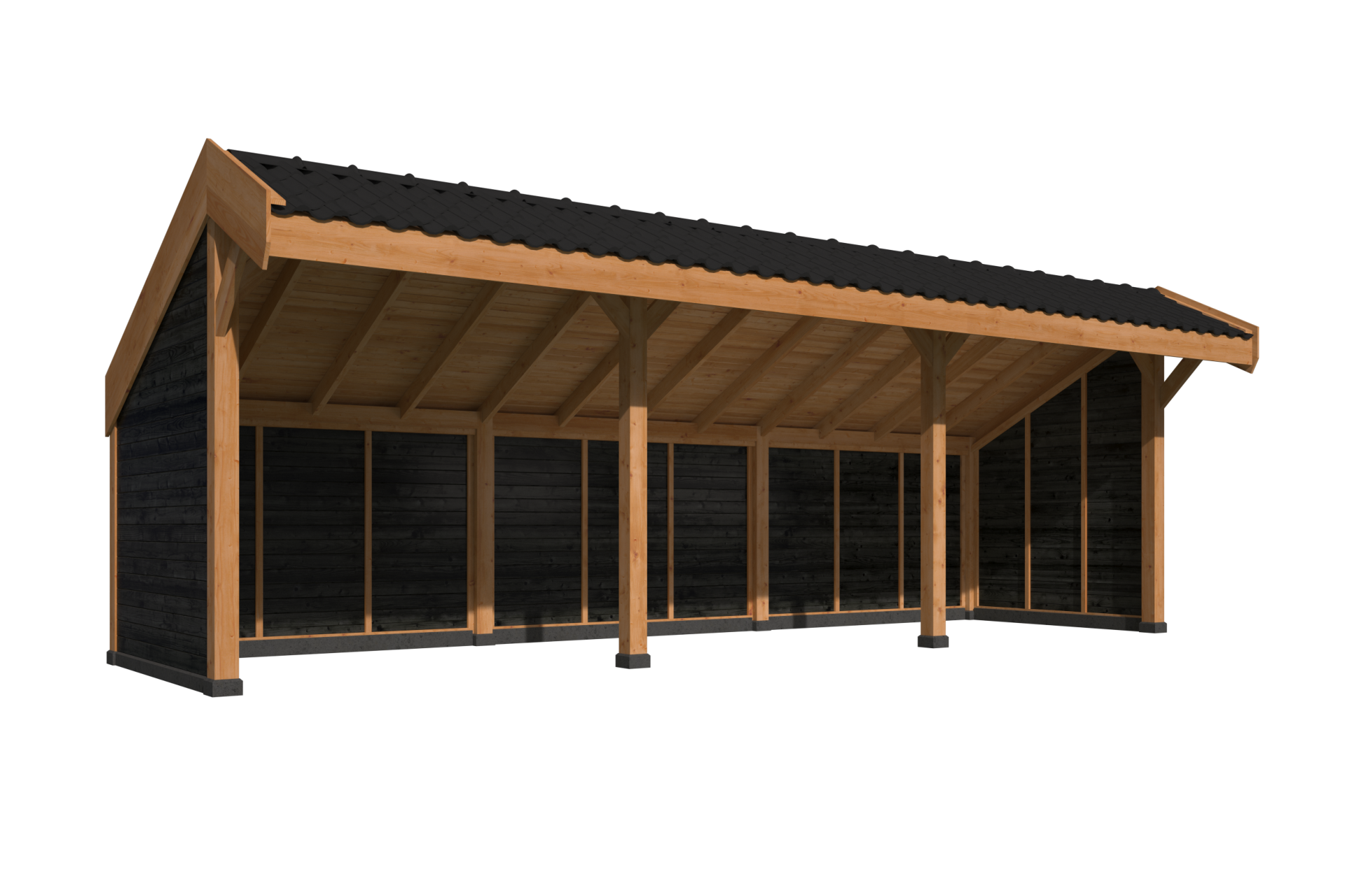 Kapschuur Boekelo Douglas 900 x 340 cm - Zwarte wanden