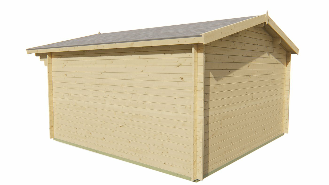 Gartenhaus Torrent 400 x 400 x 236 cm mit 70 cm Vordach