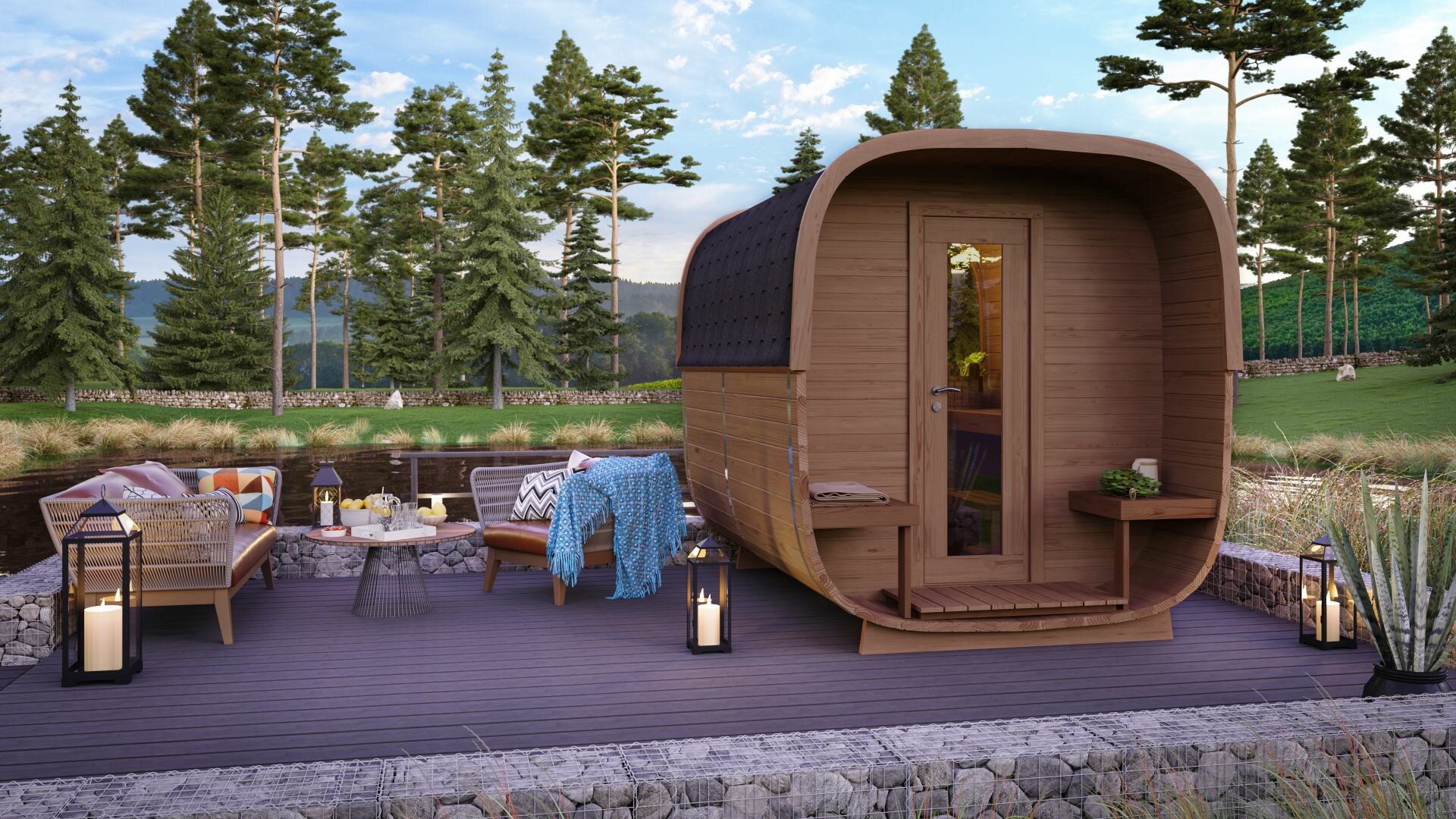 Sauna cube Rovaniemi &Oslash;219 x 280 cm - thermowood 42mm