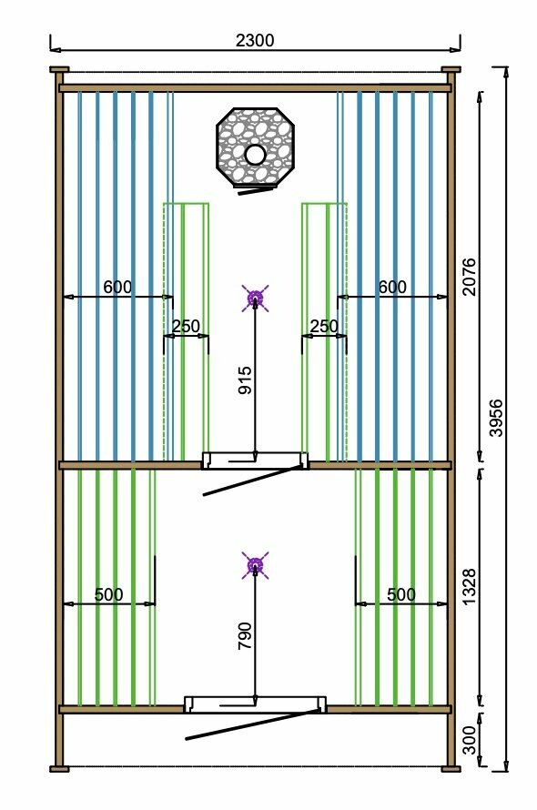 Sauna POD Tolva &Oslash;230 x 400 cm - thermowood 42mm 