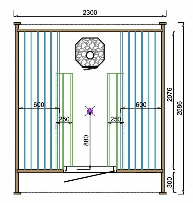 Sauna POD Tolva &Oslash;230 x 260 cm - vurenhout 38mm 