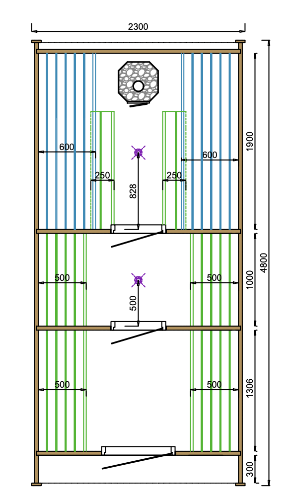 Sauna POD Tolva &Oslash;230 x 480 cm - thermowood 42mm 