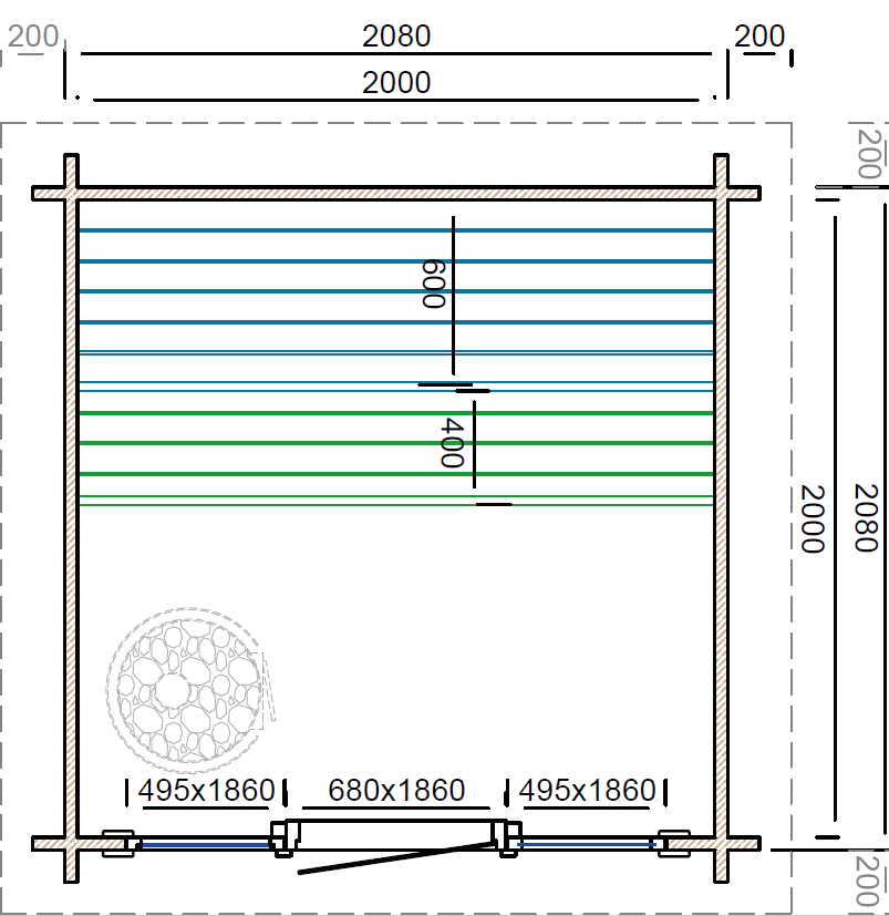 Saunahuis Tampere XXS - 40 mm onbehandeld