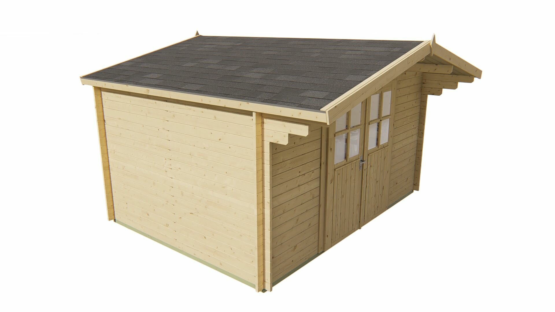 Gartenhaus Murcia 400 x 300 x 236 cm mit 70 cm Vordach 