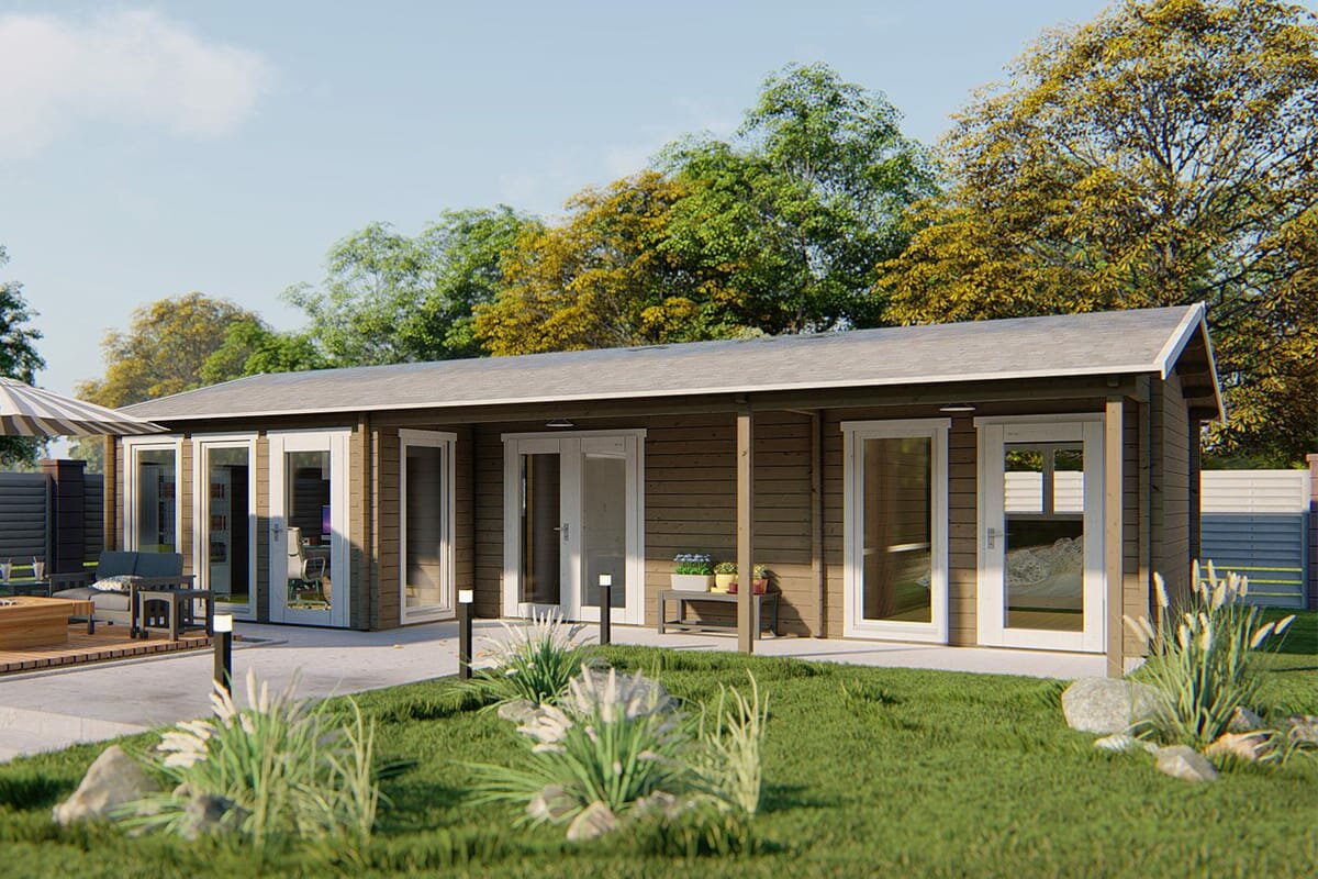 Gartenhaus Letterkenny 1120 x 595 x 304 cm &ndash; Fertighaus aus Holz &ndash; Luxus-Blockhaus