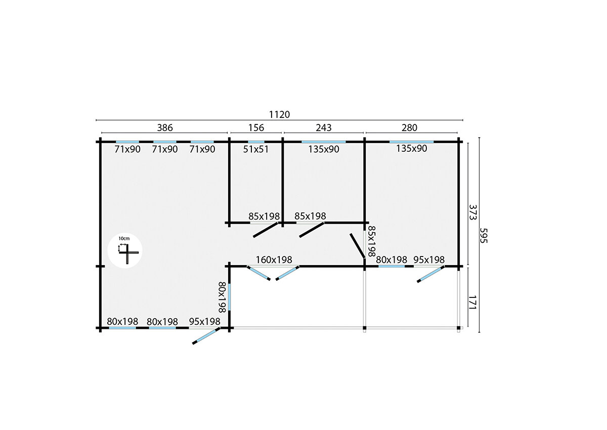 Gartenhaus Letterkenny 1120 x 595 x 304 cm &ndash; Fertighaus aus Holz &ndash; Luxus-Blockhaus