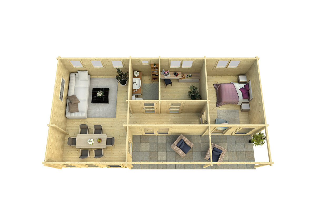 Gartenhaus Letterkenny 1120 x 595 x 304 cm &ndash; Fertighaus aus Holz &ndash; Luxus-Blockhaus