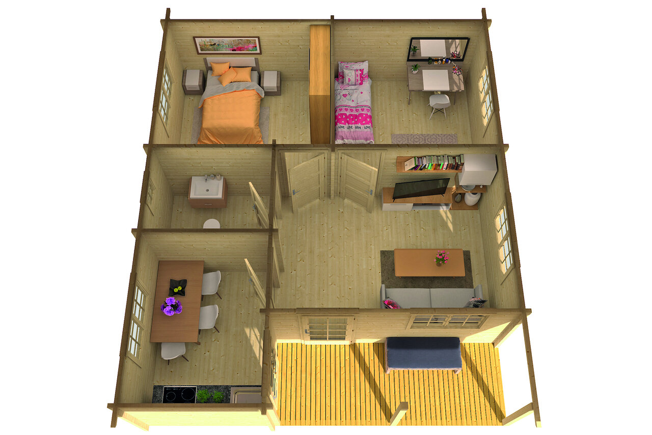 Gartenhaus Ardee 700 x 817 x 317 cm &ndash; Fertighaus aus Holz &ndash; Luxus-Blockhaus