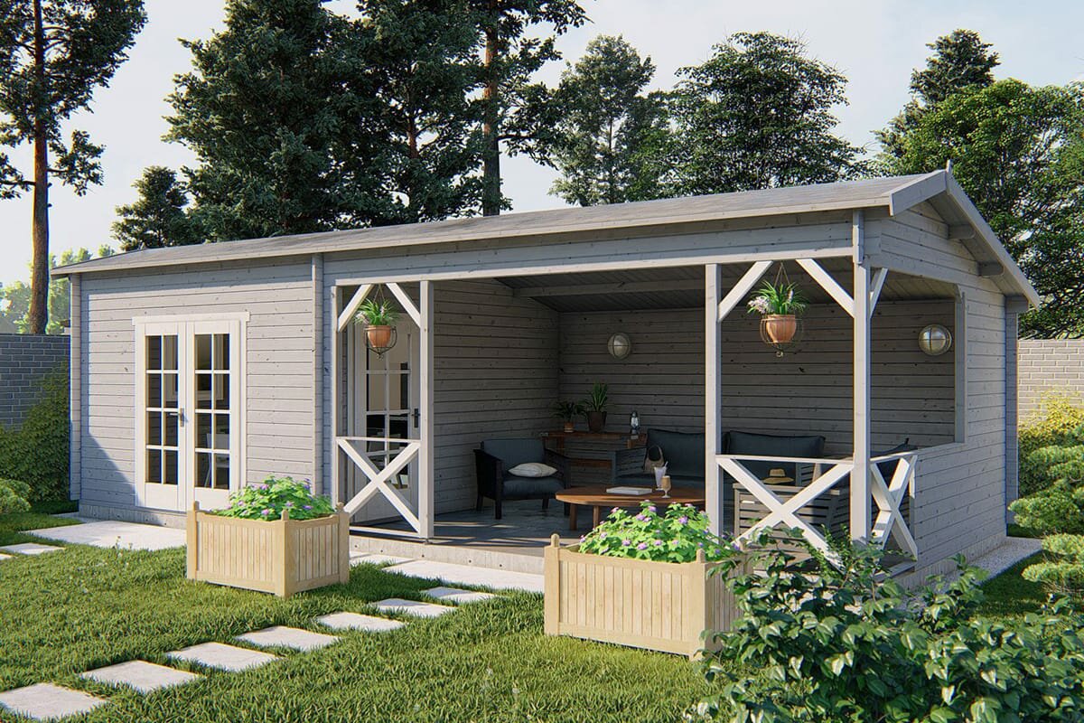 Gartenhaus Mokka mit Seitendach 900 x 400 x 279 cm