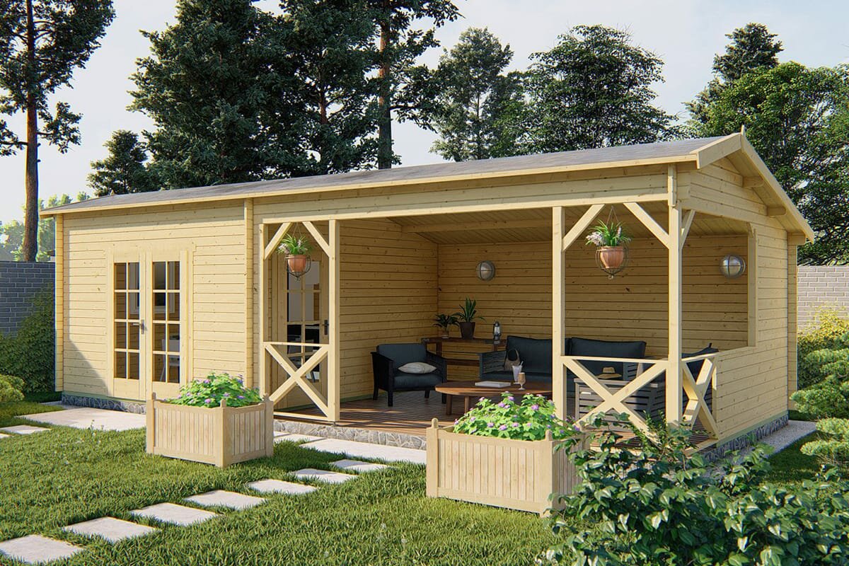 Gartenhaus Mokka mit Seitendach 900 x 400 x 279 cm