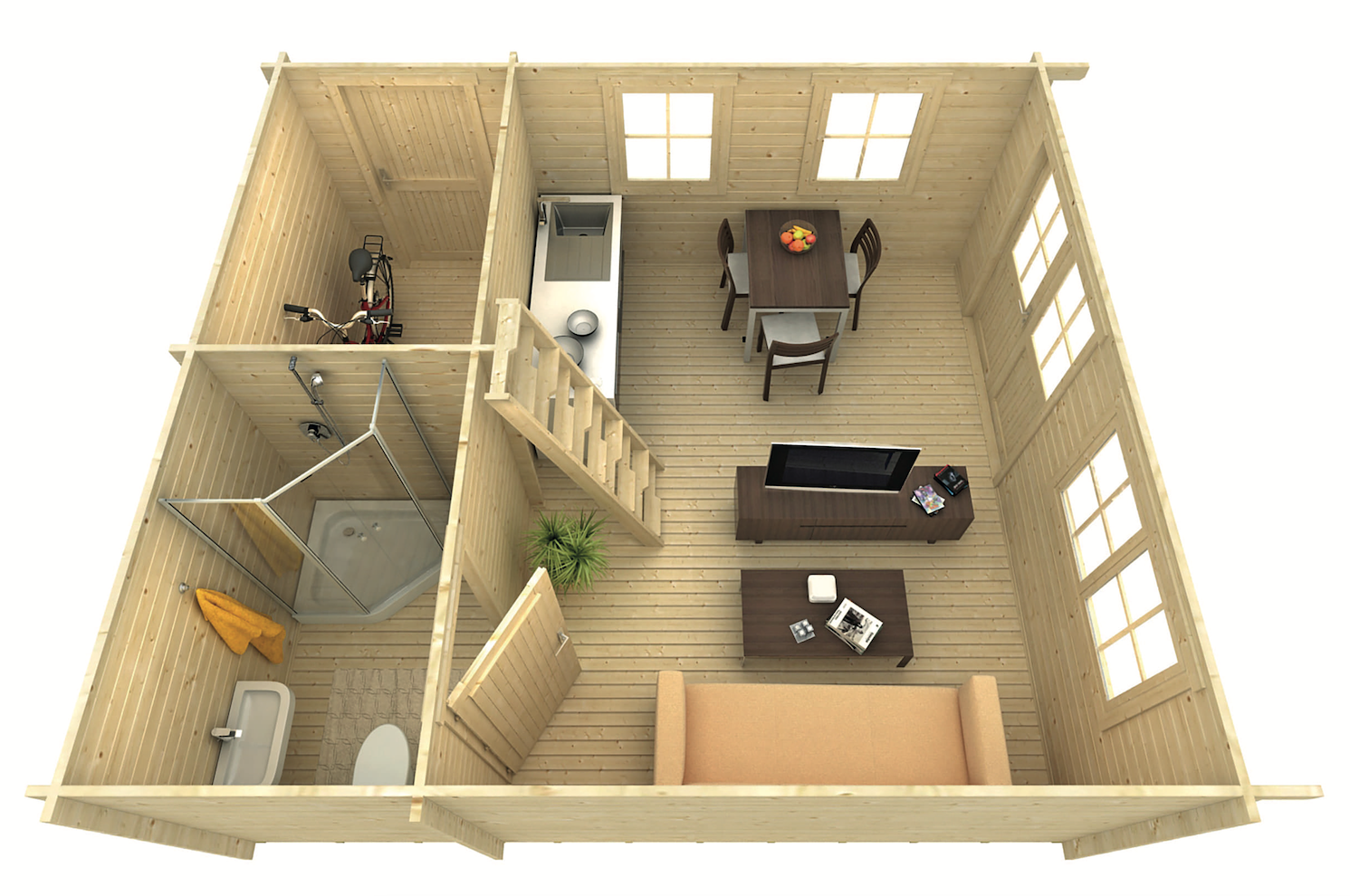 Blokhut Berlin 490 x 530 x 344 cm Wanddikte 44 mm