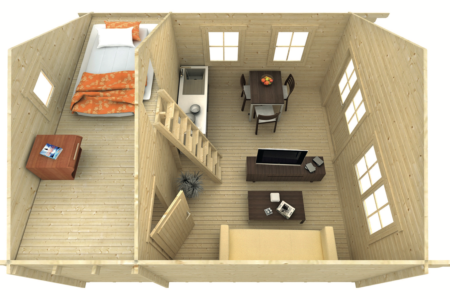 Blokhut Berlin 490 x 530 x 344 cm Wanddikte 44 mm