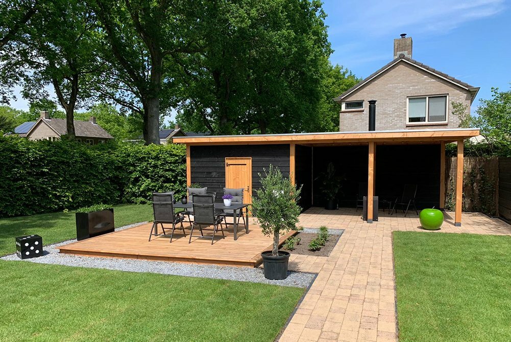 &Uuml;berdachung Twello Douglas 794 x 400 cm &ndash; Schwarze W&auml;nde (Bausatz)