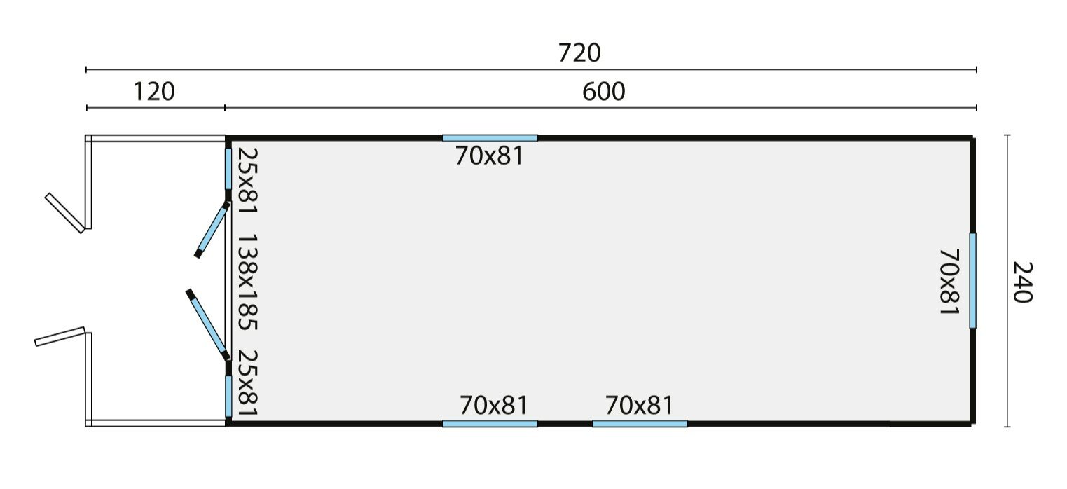 Zirkuswagen 720 x 240 cm mit Veranda - Pipowagen Kathleen