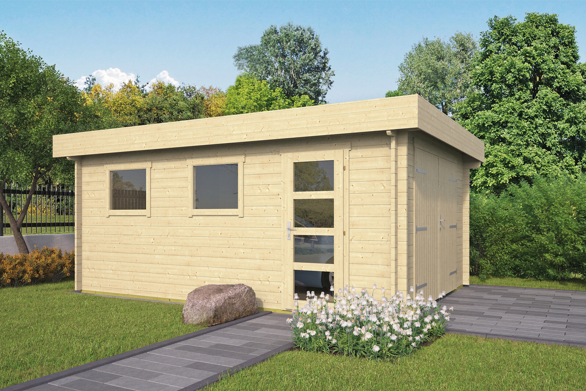 Garage Marketta 380 x 536 cm &ndash; Flachdach