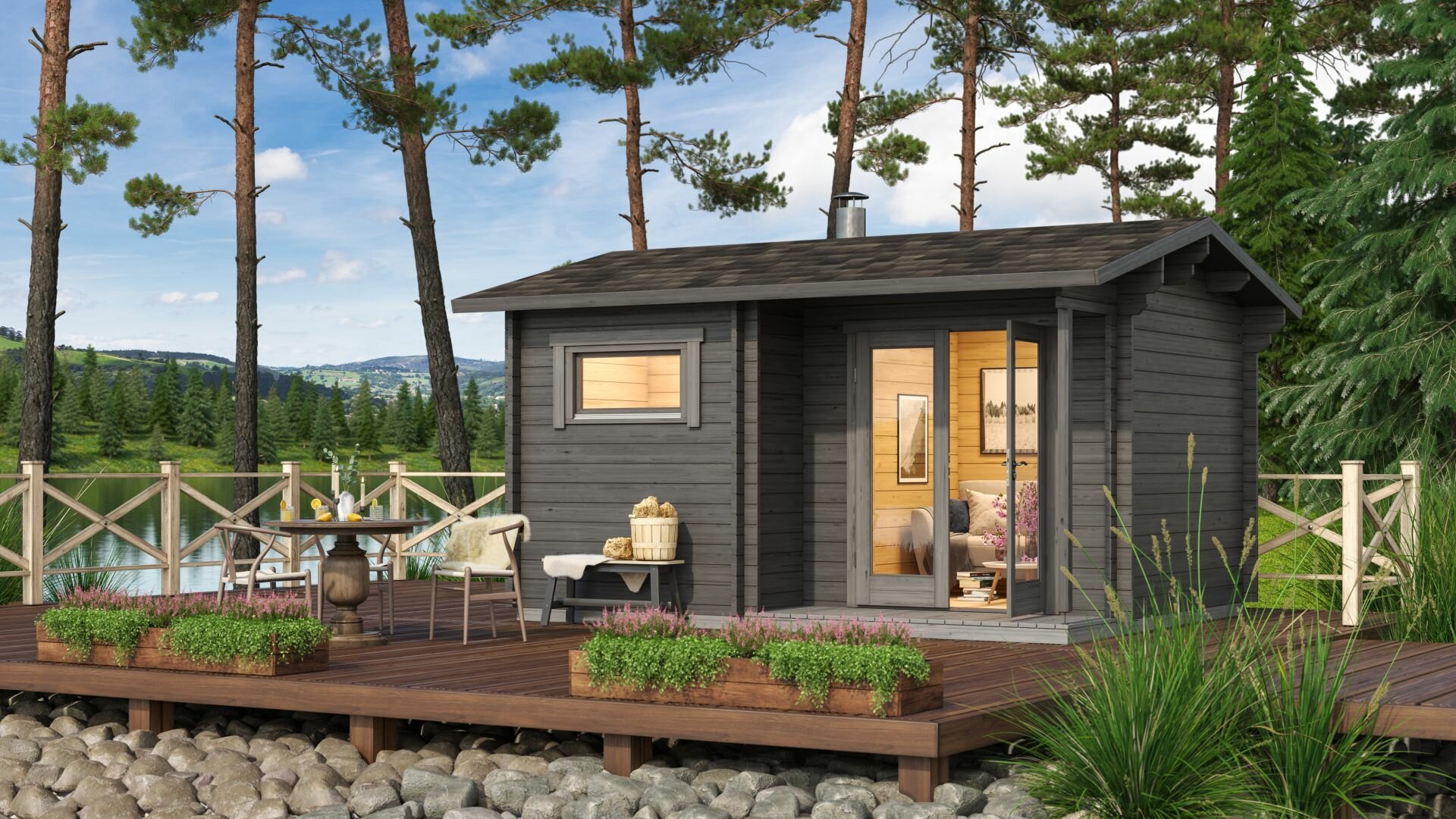 Saunahuis Juuka - 40 mm onbehandeld