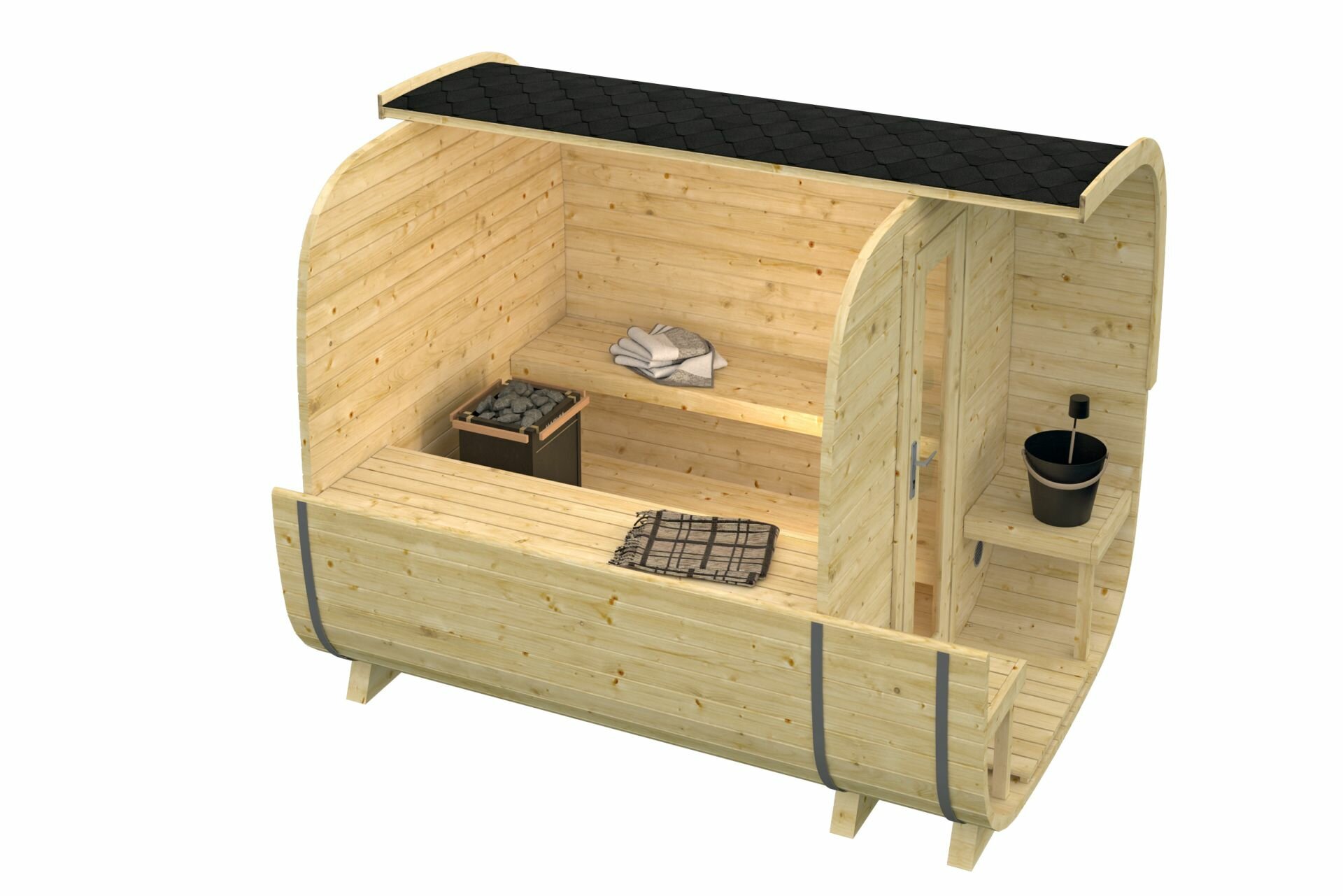 Sauna cube Rovaniemi &Oslash;219 x 280 cm - vurenhout  38mm 