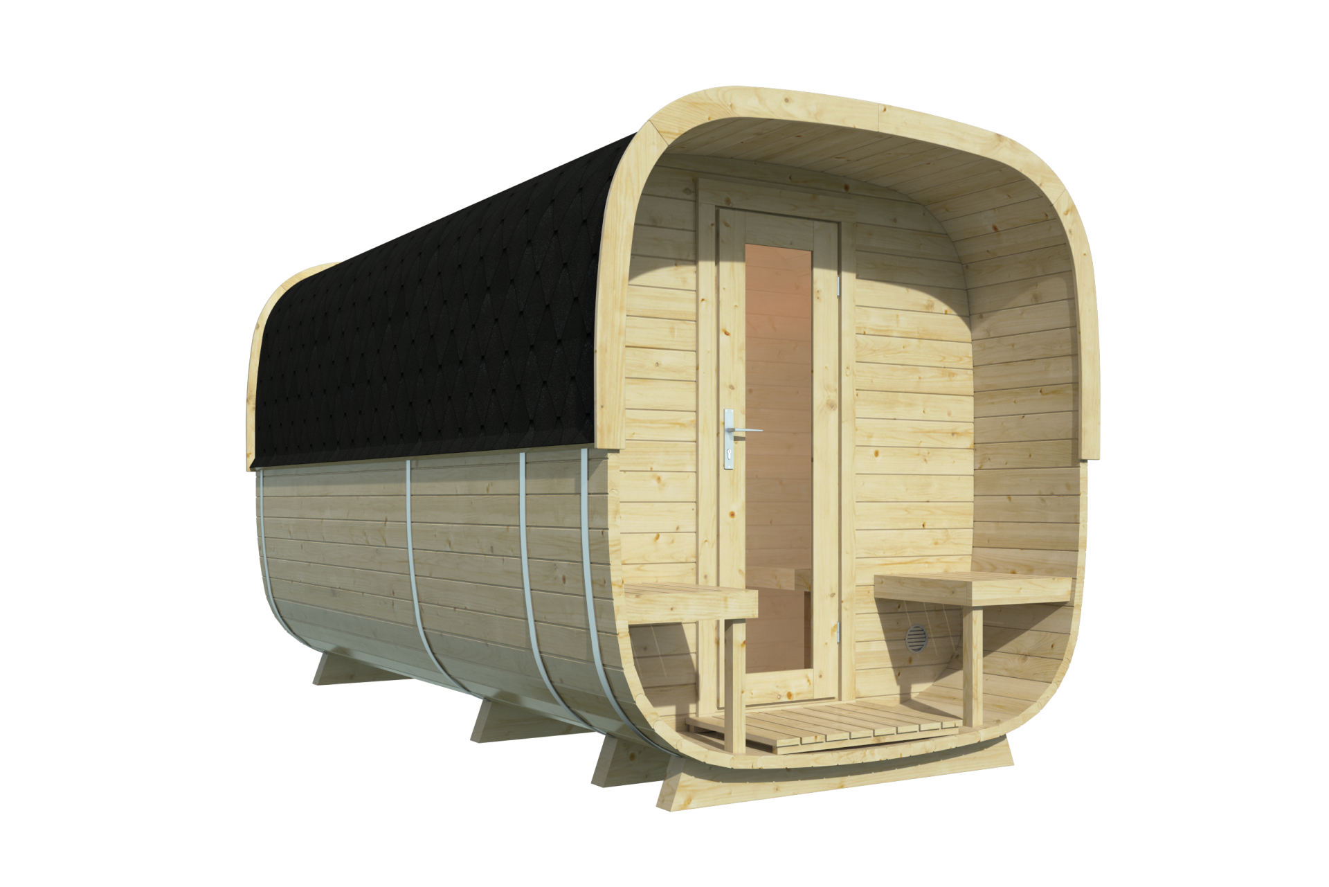 Sauna cube Rovaniemi &Oslash;219 x 390 cm - vurenhout 38mm 