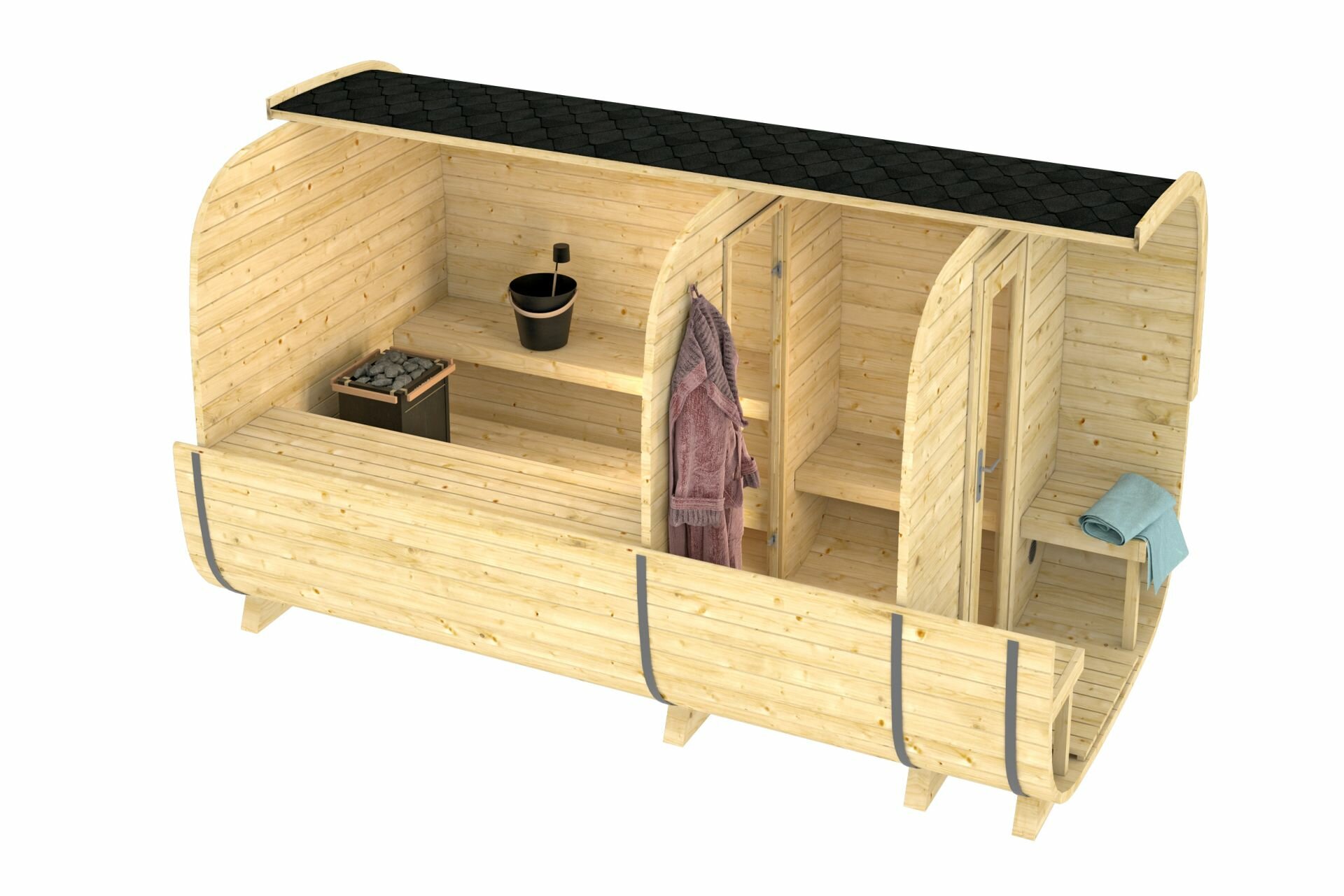 Sauna cube Rovaniemi &Oslash;219 x 390 cm - vurenhout 38mm 