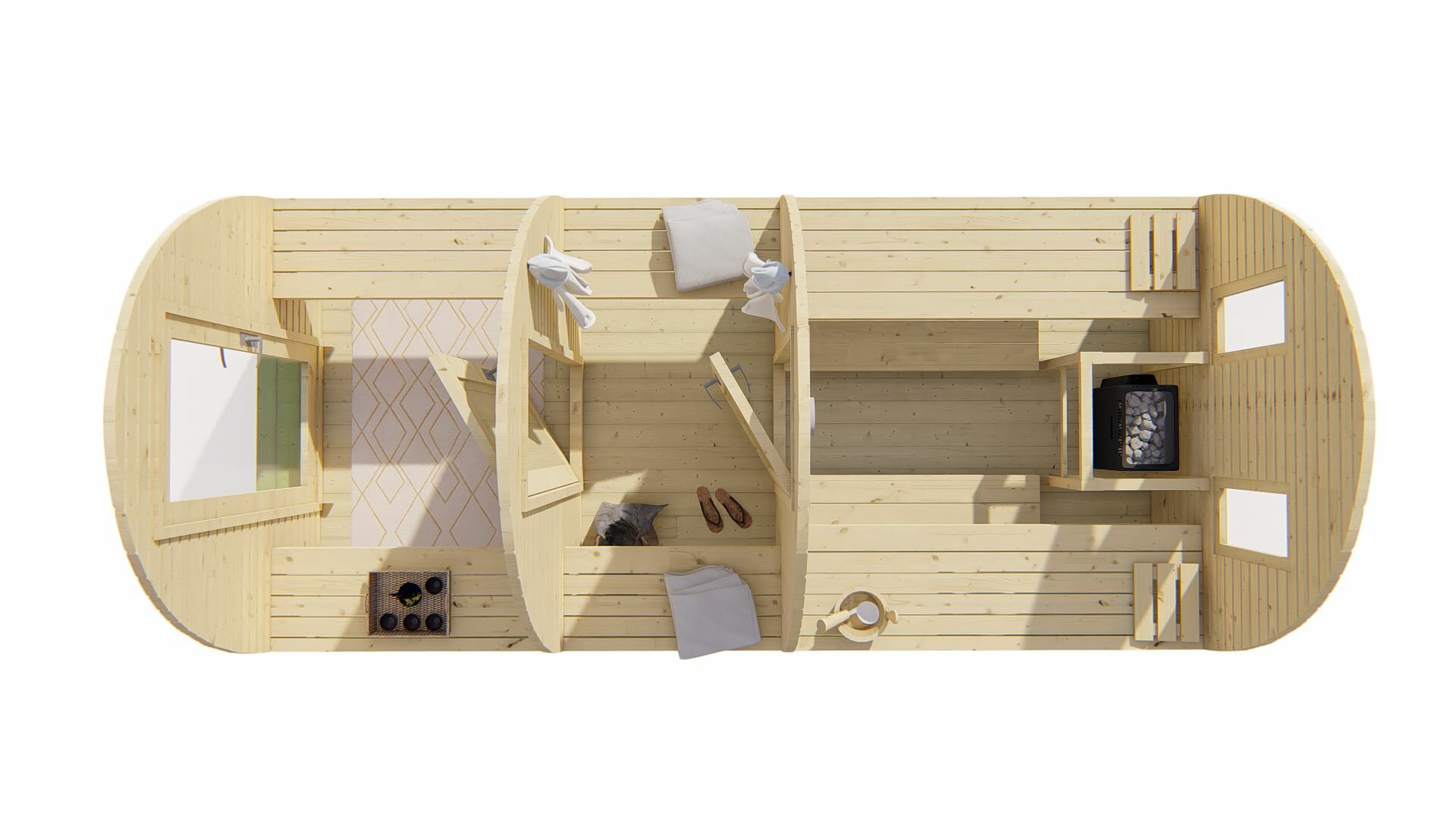 Sauna POD Tolva &Oslash;230 x 480 cm - vurenhout 38mm