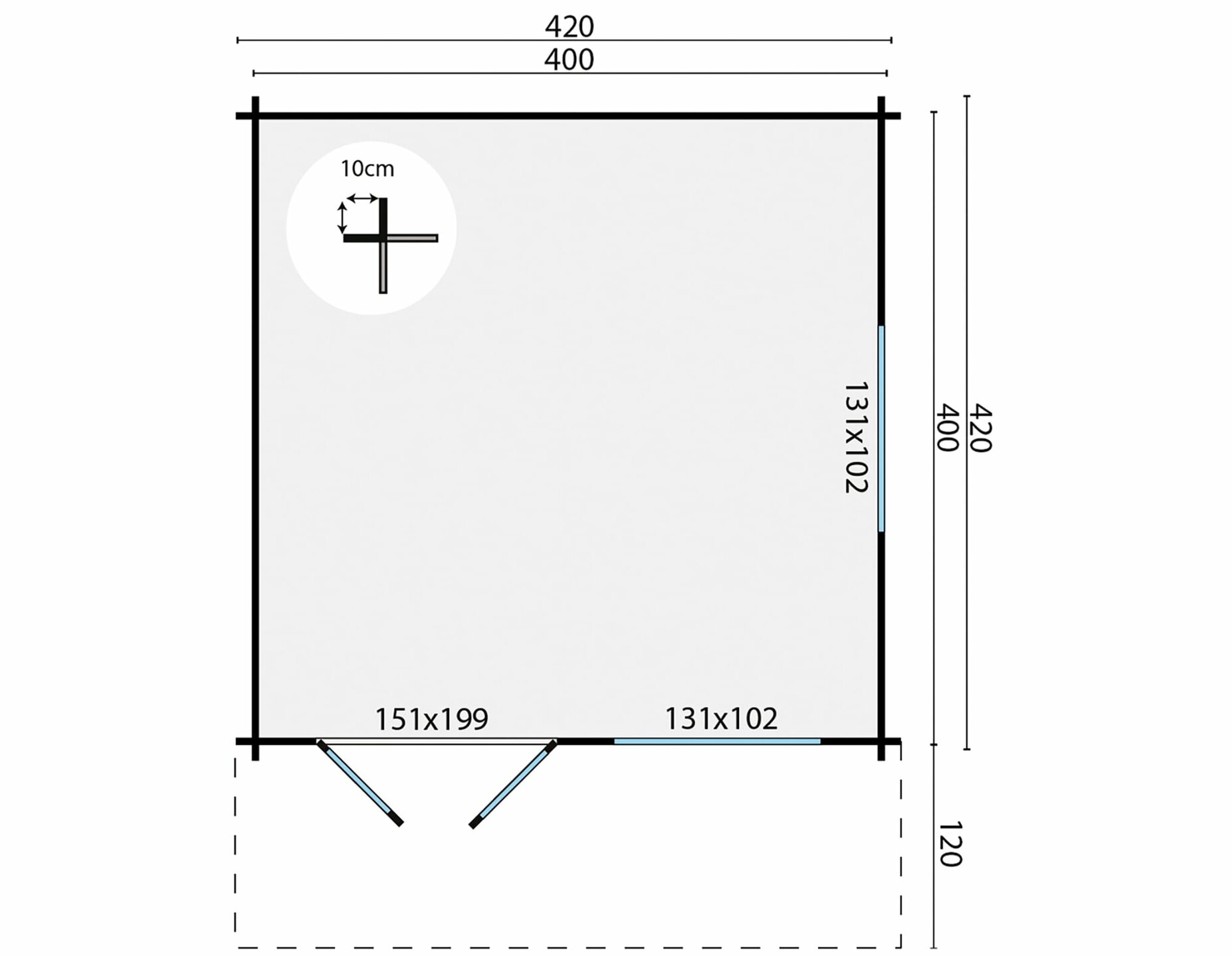 Blokhut Inge maatvoering