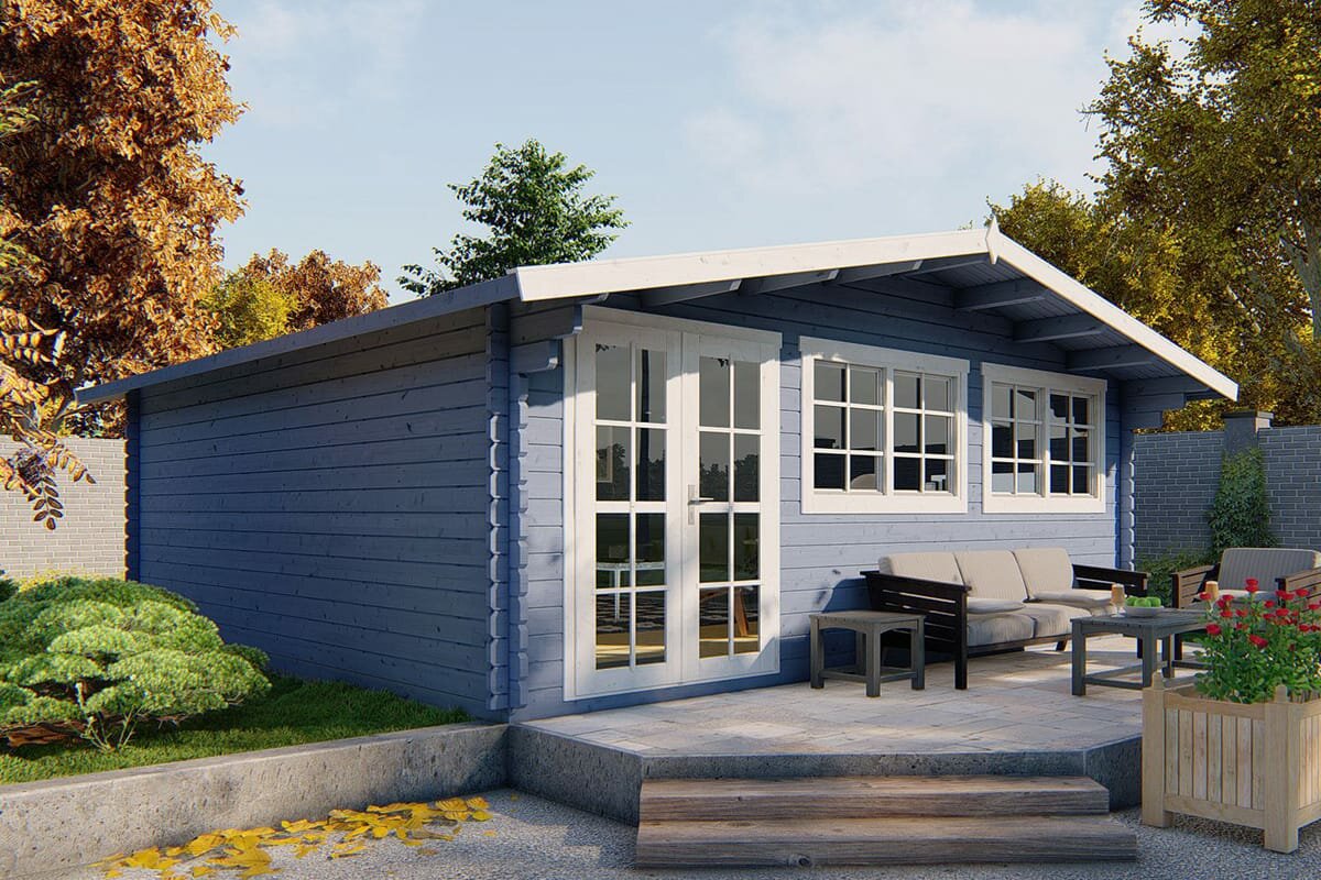 Blokhut Helle zilvergrijs